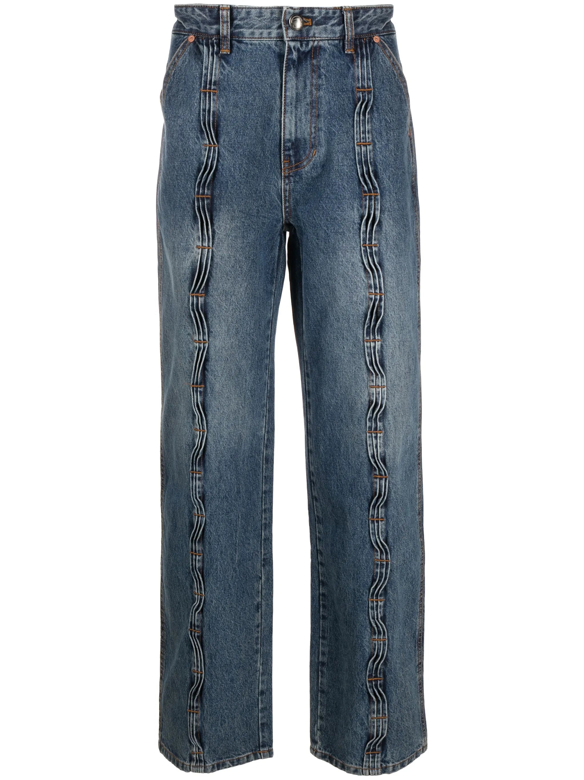 contrast-stitching light-wash jeans