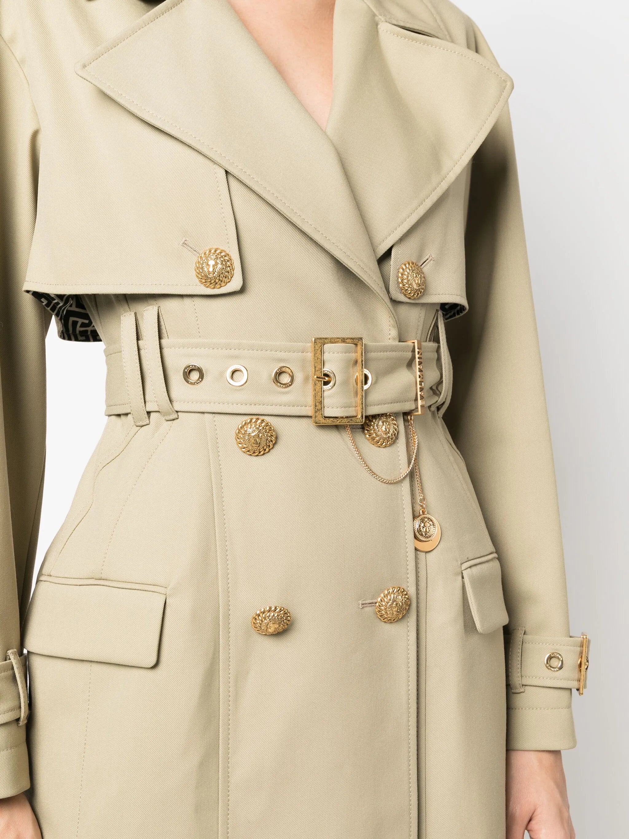embellished gabardine trench coat