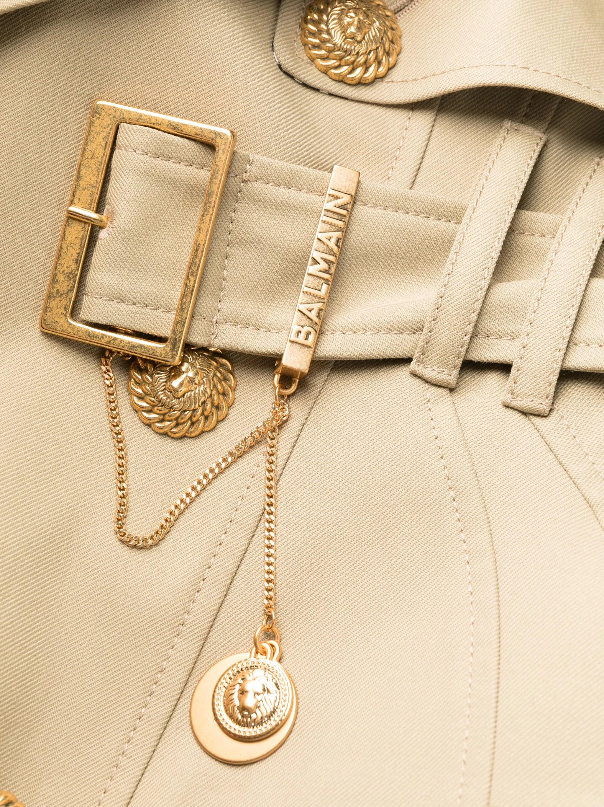 embellished gabardine trench coat