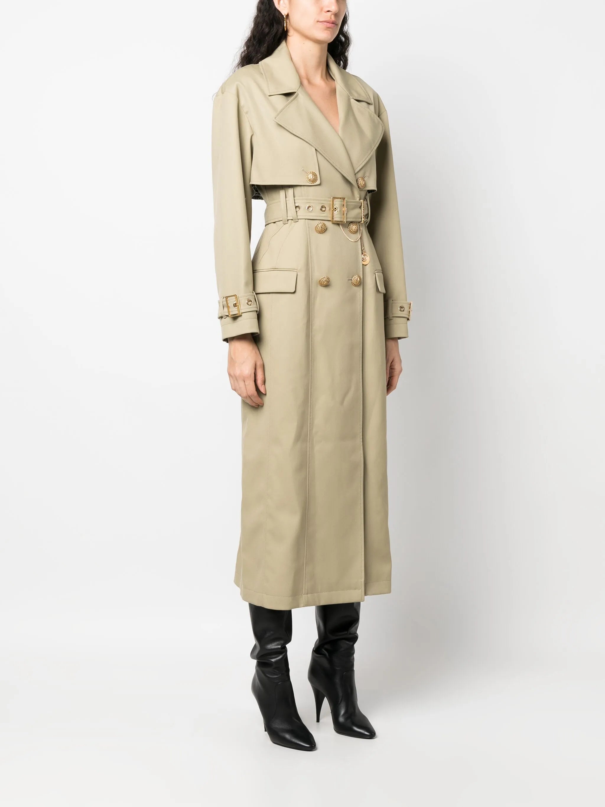 embellished gabardine trench coat
