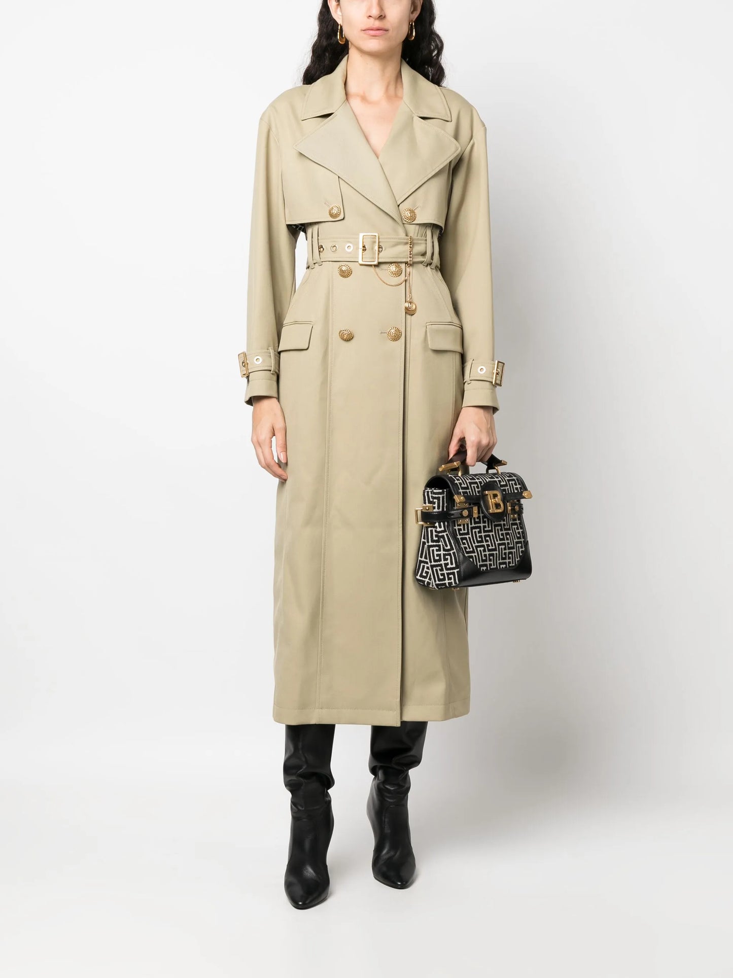 embellished gabardine trench coat