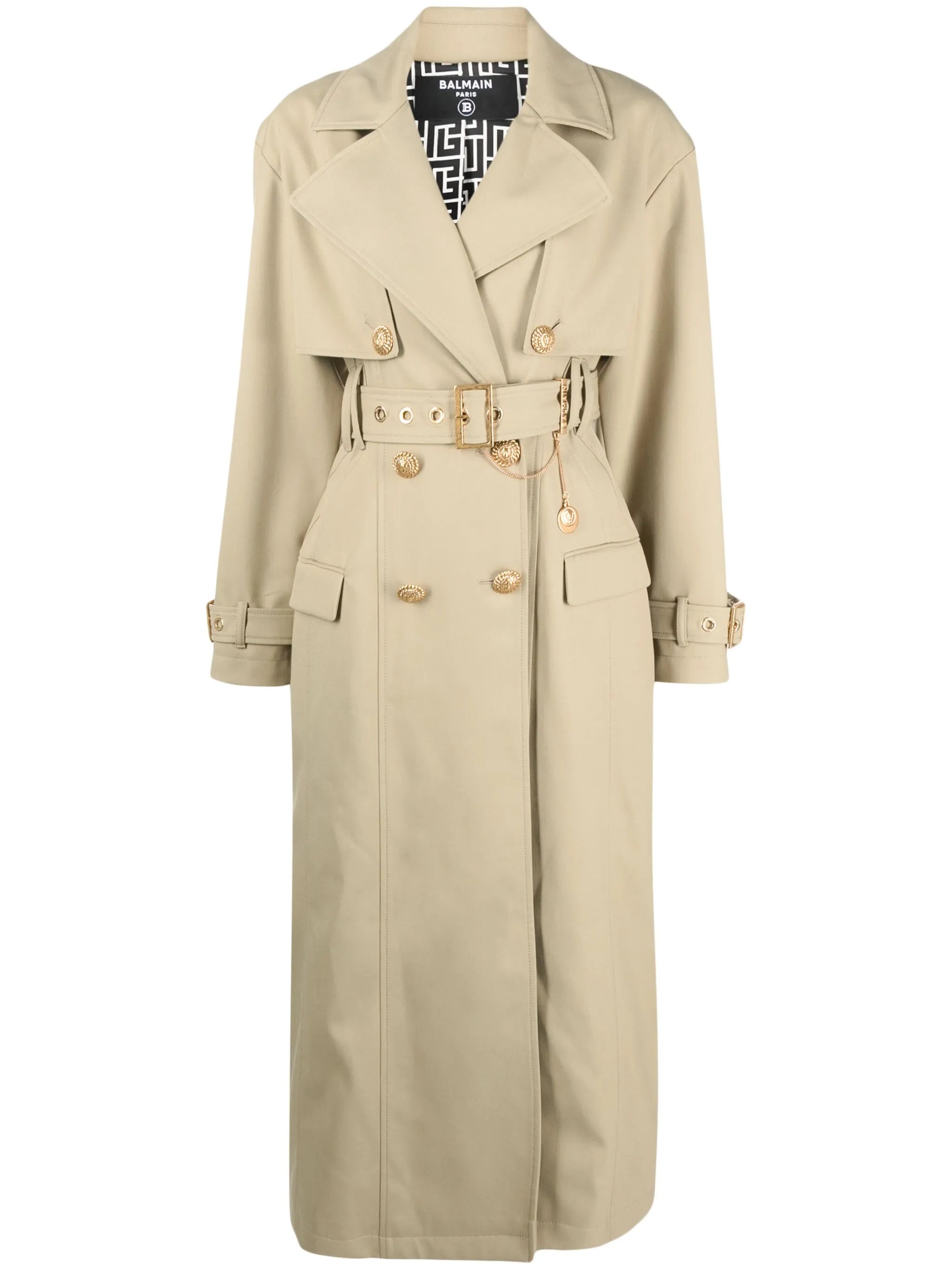 embellished gabardine trench coat
