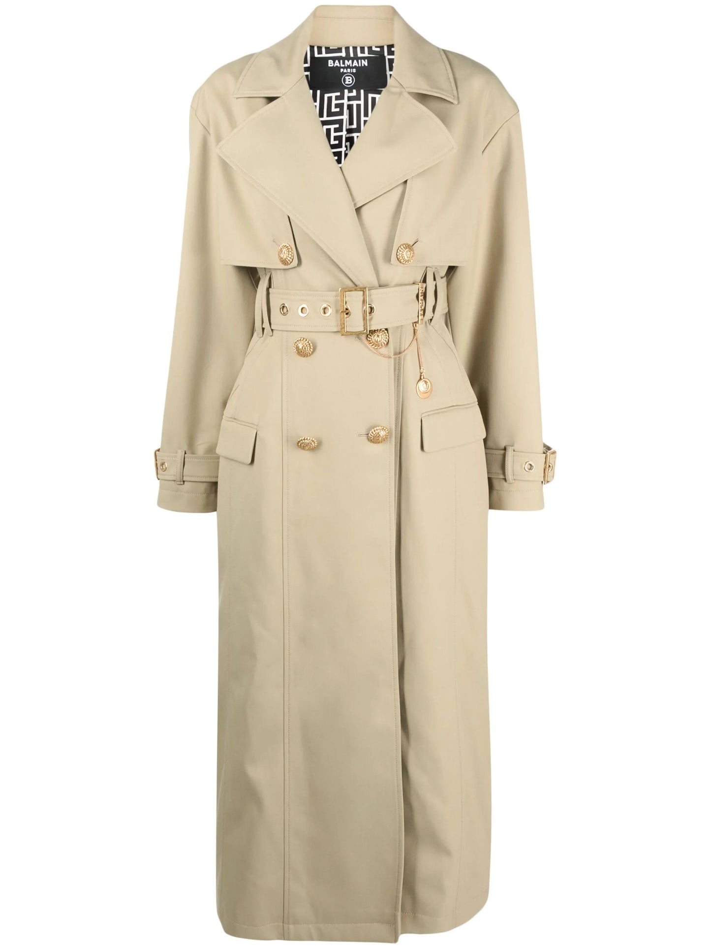 embellished gabardine trench coat