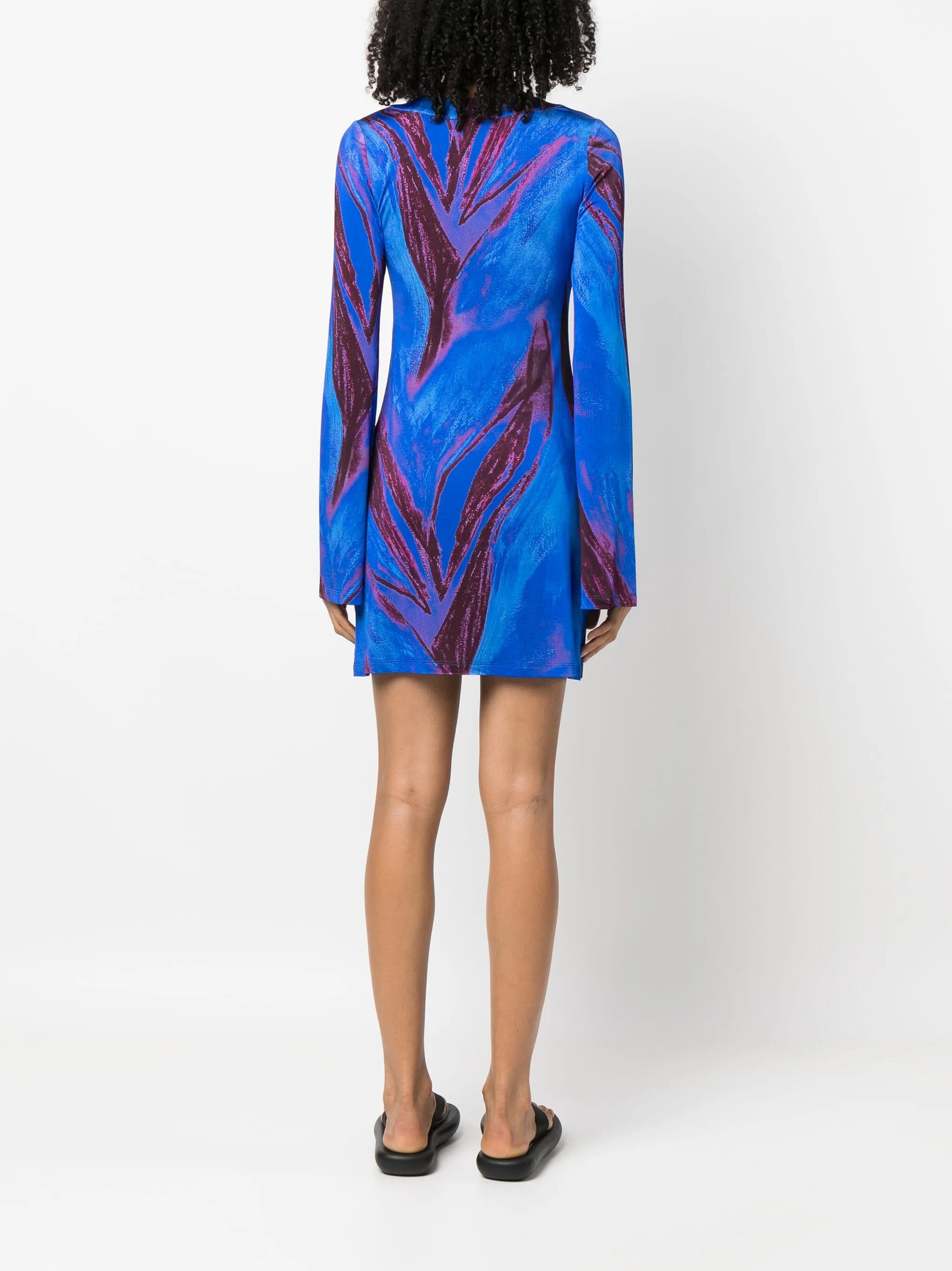 abstract-print long-sleeved kaftan dress