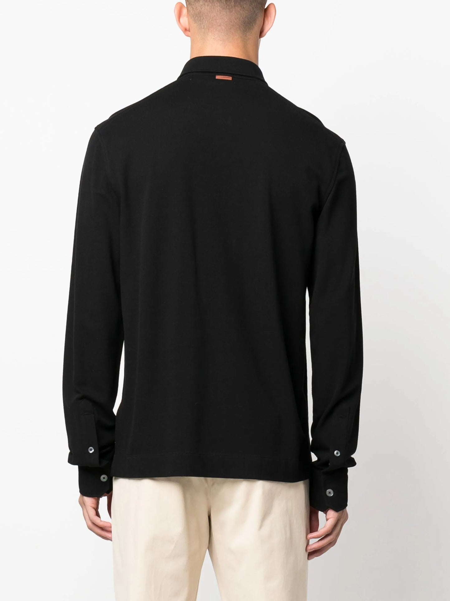long-sleeve cotton polo shirt