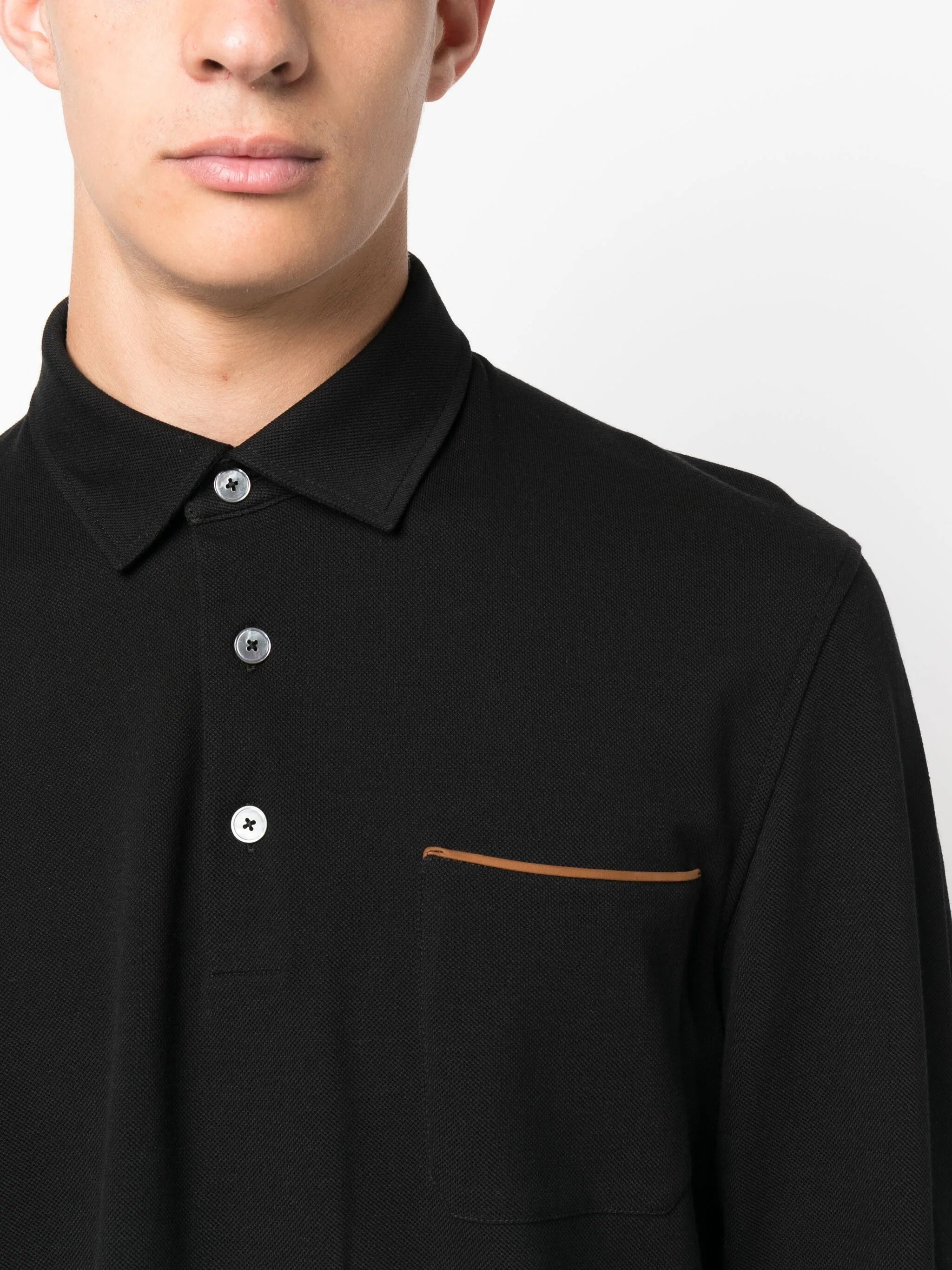 long-sleeve cotton polo shirt