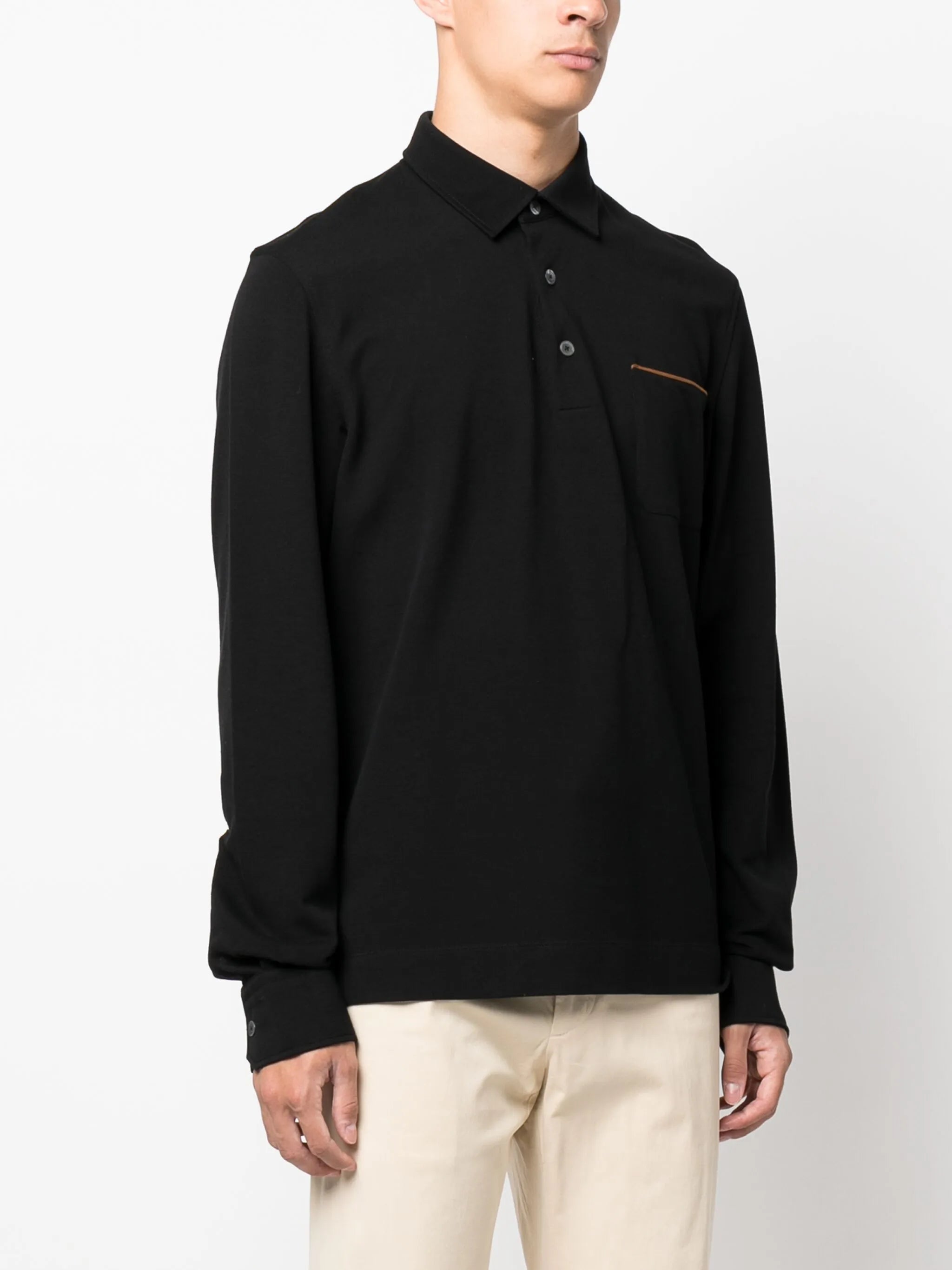 long-sleeve cotton polo shirt
