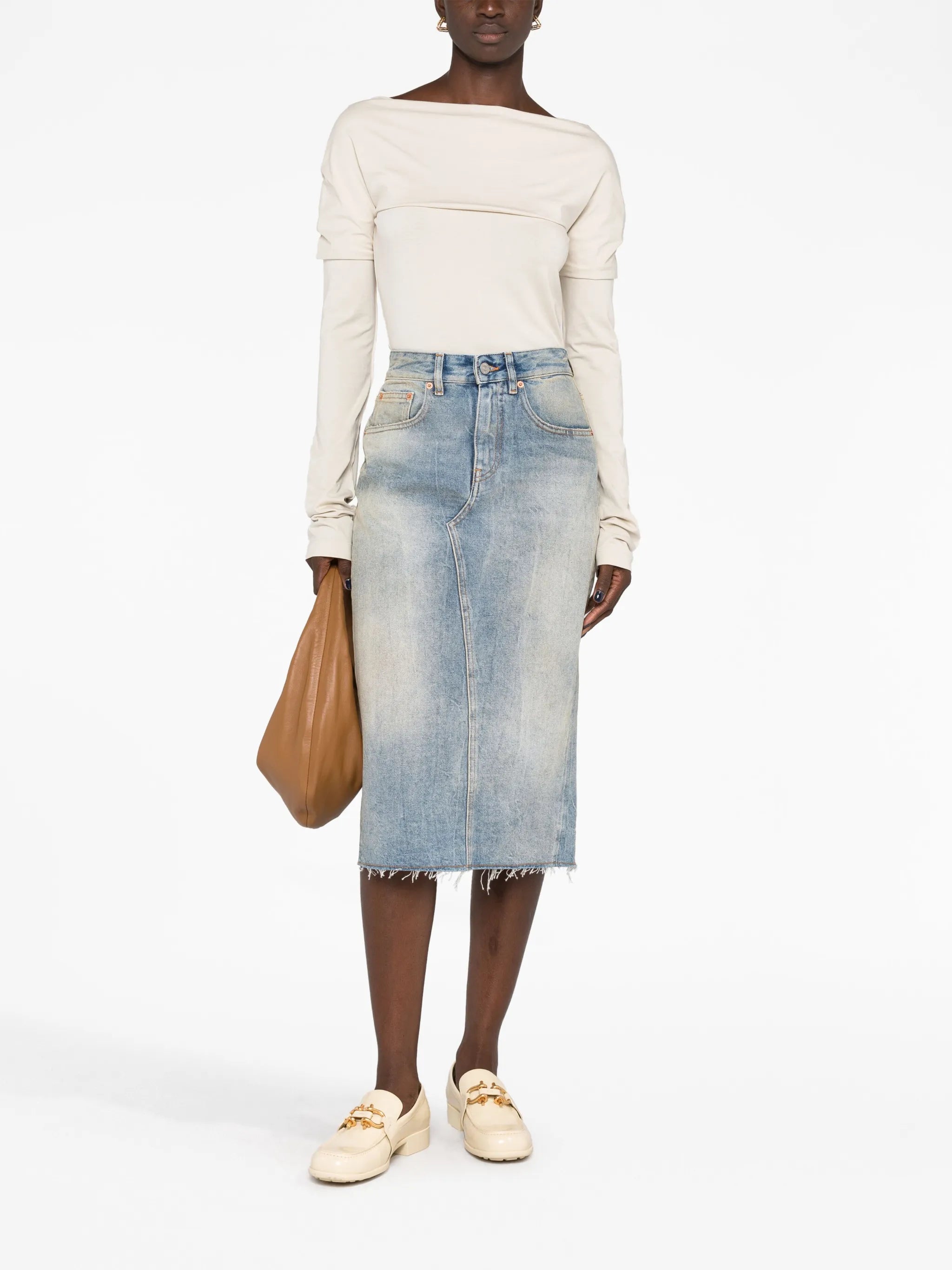 draped pima cotton-blend top