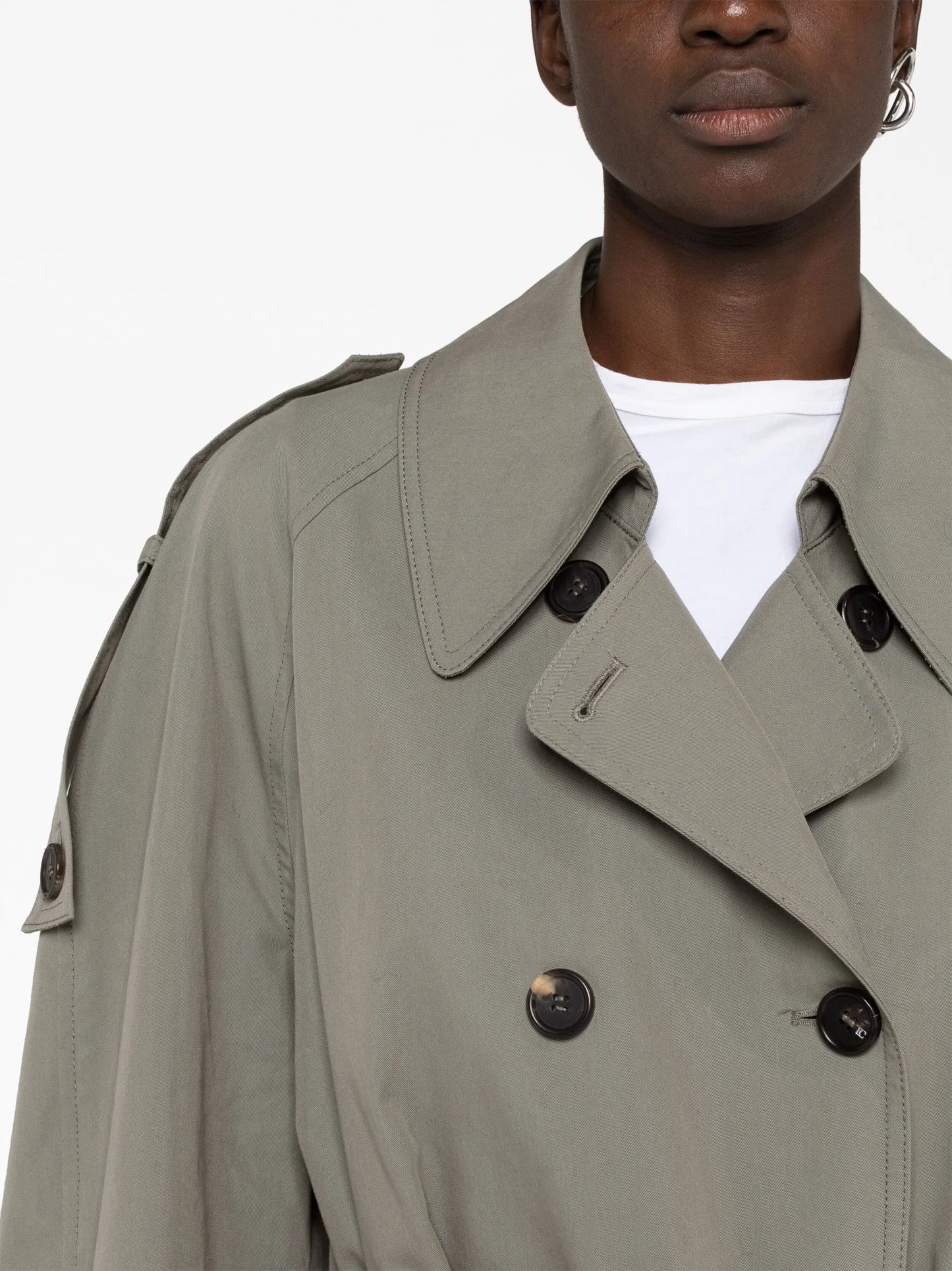 cotton-blend canvas trench coat
