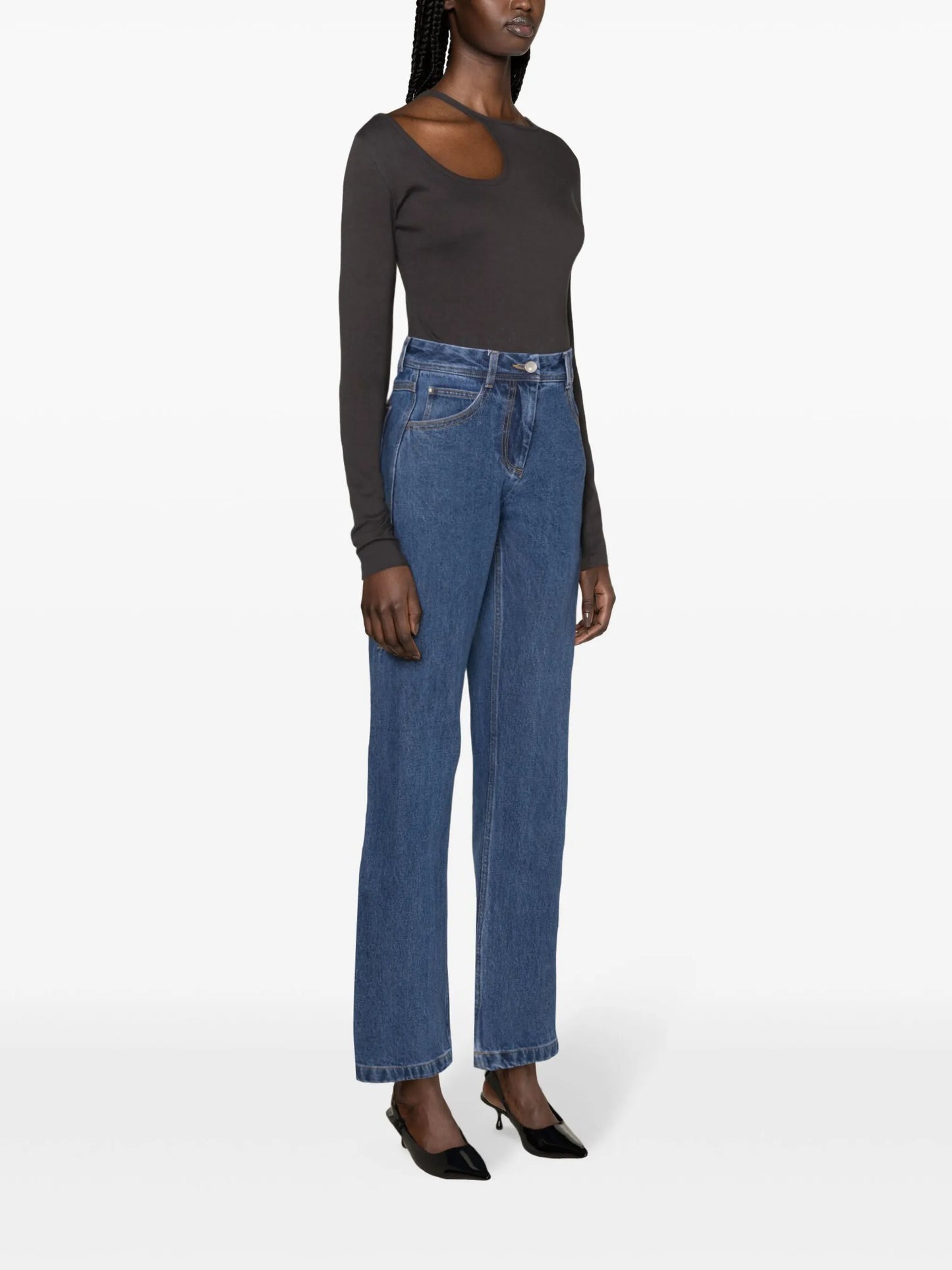 mid-rise straight jeans