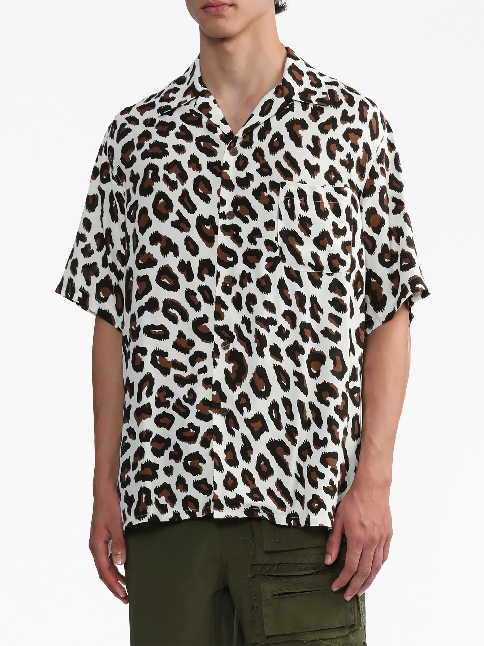 animal-print short-sleeve shirt