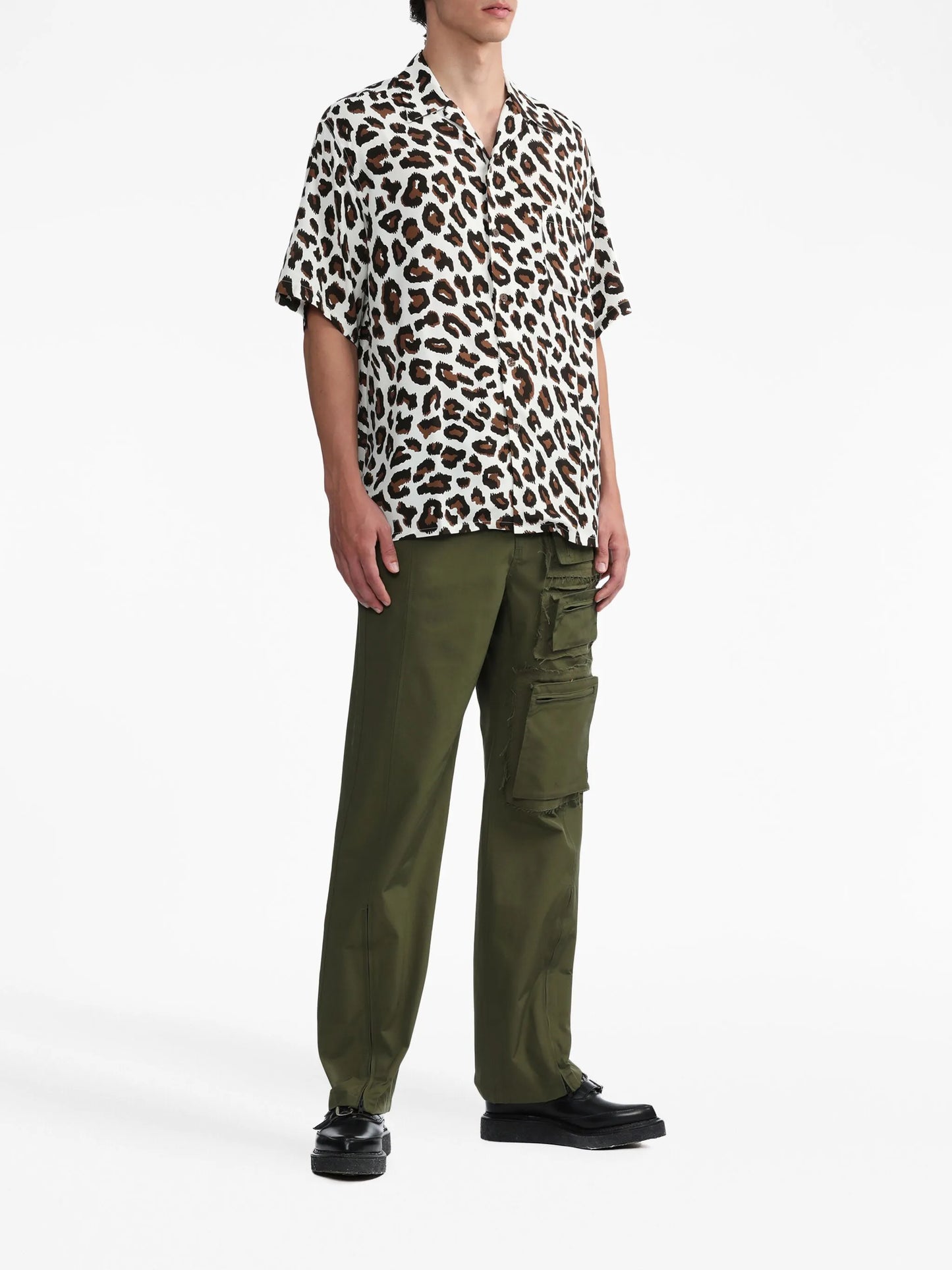 animal-print short-sleeve shirt