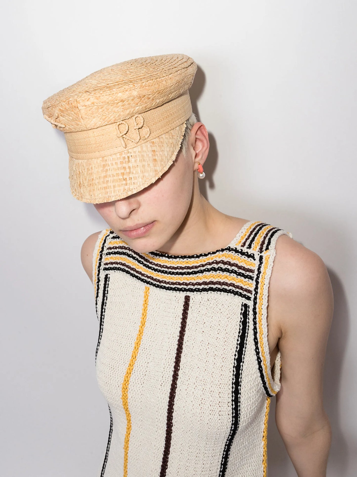 woven straw baker boy cap