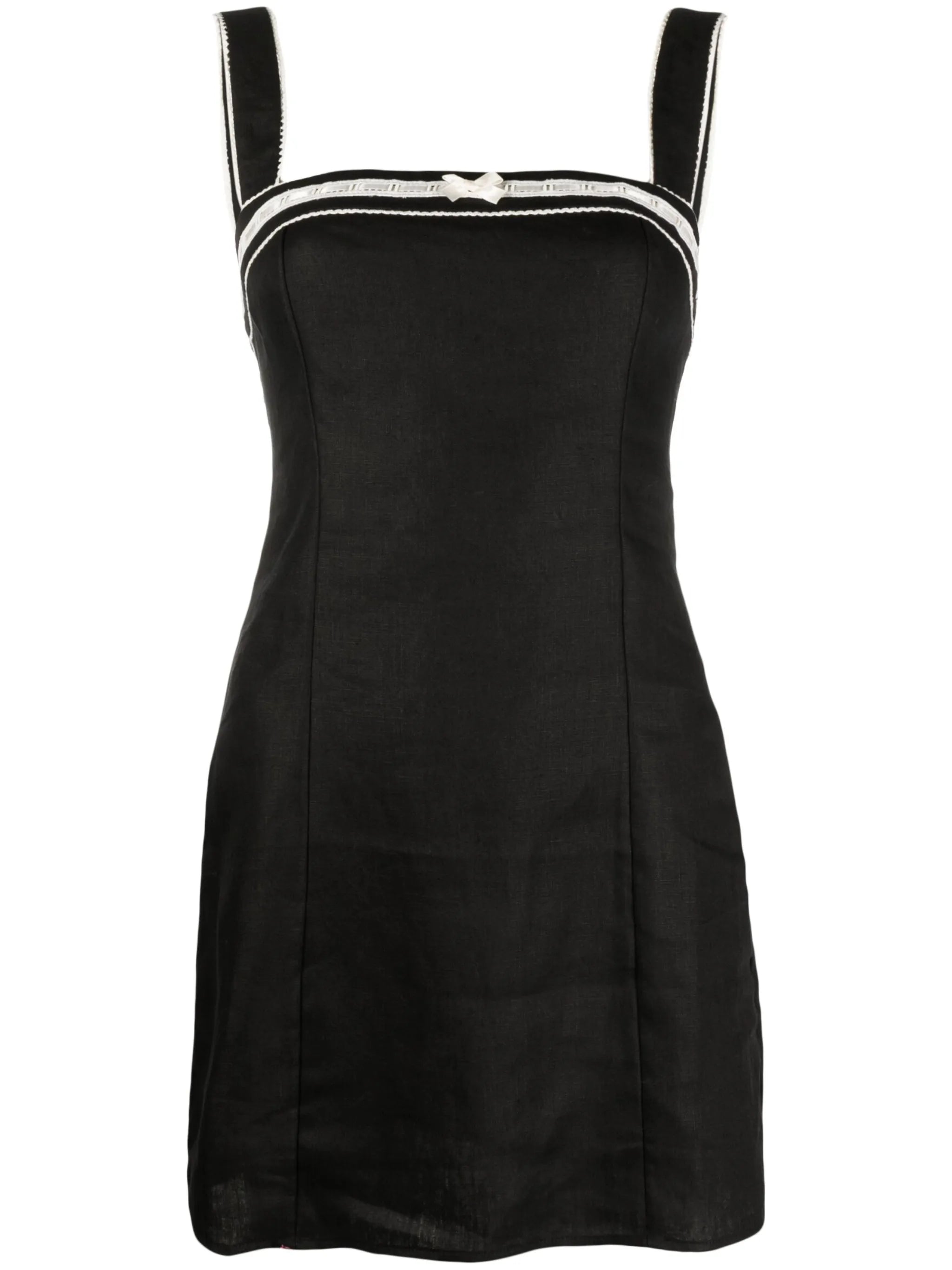 Elana bow-embellished linen minidress