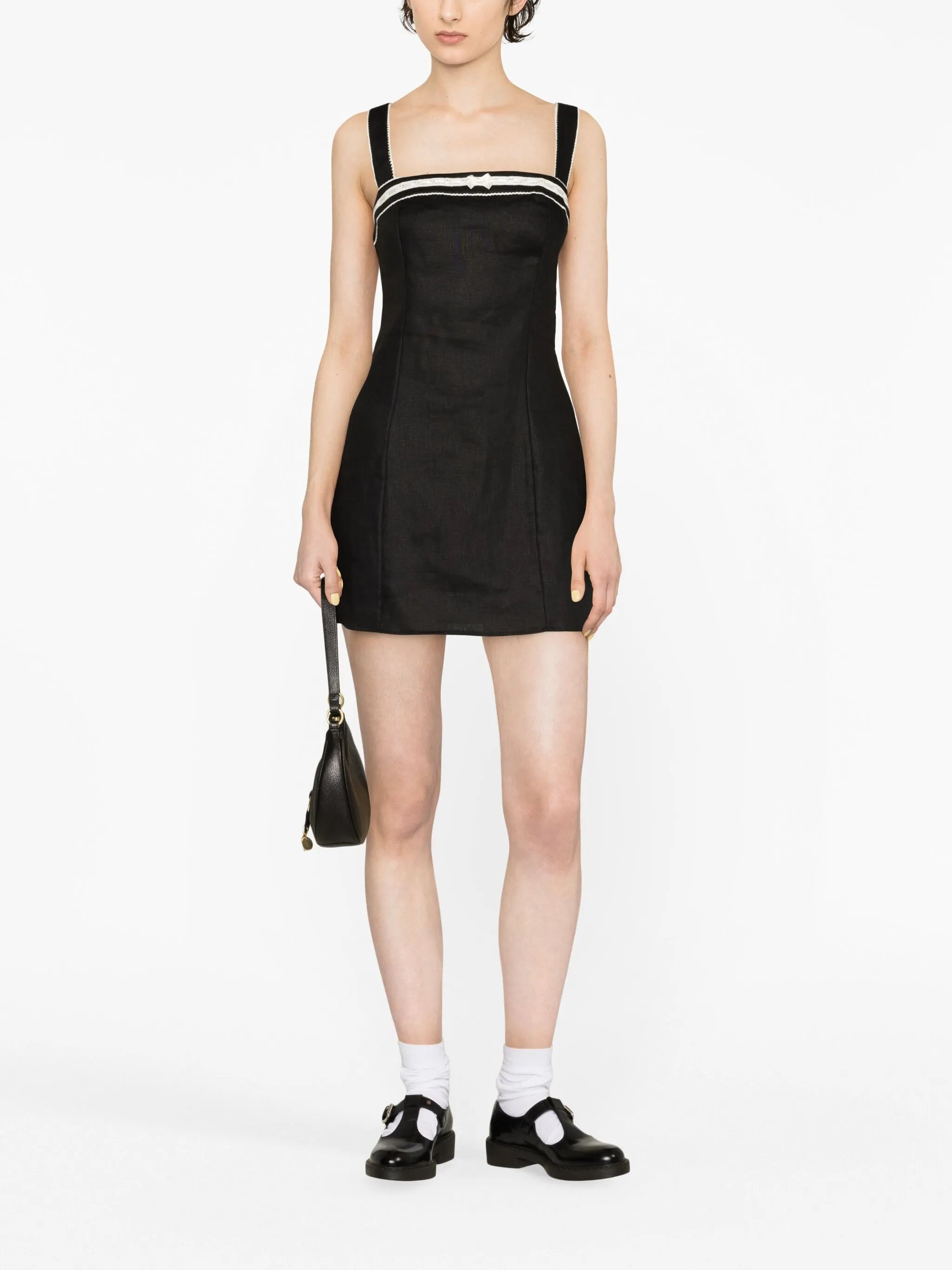 Elana bow-embellished linen minidress