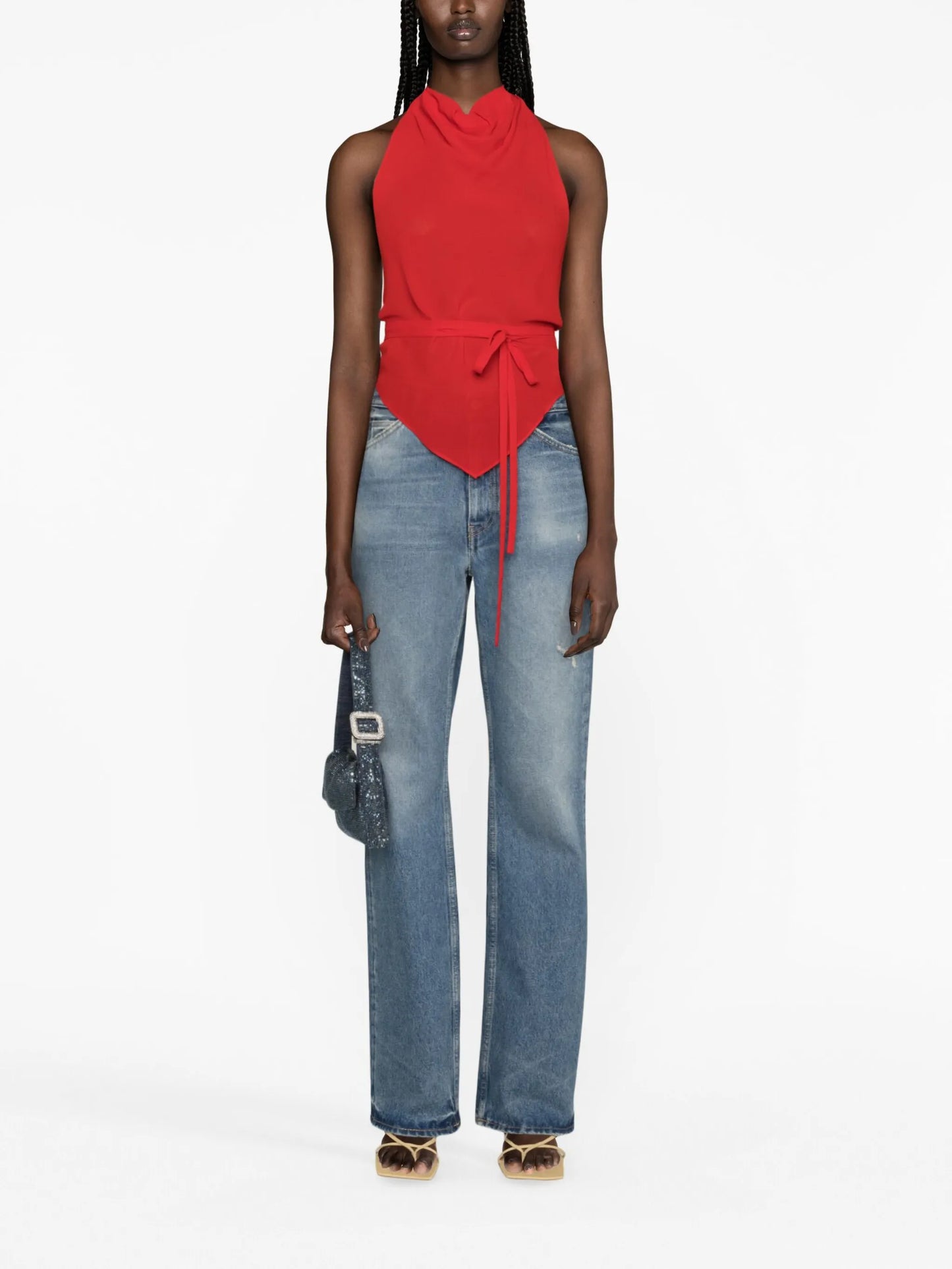 cowl-neck sleeveless top