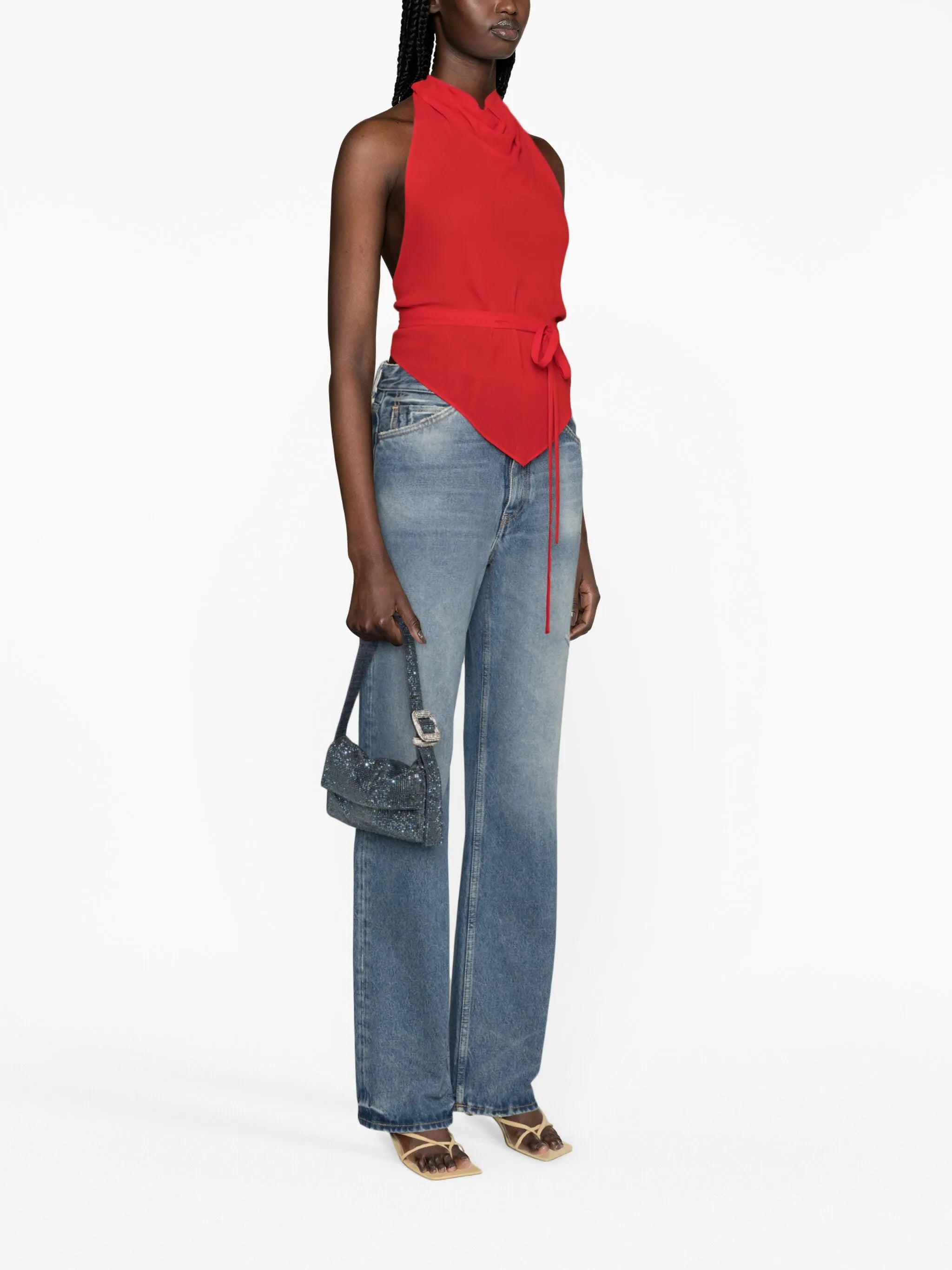 cowl-neck sleeveless top