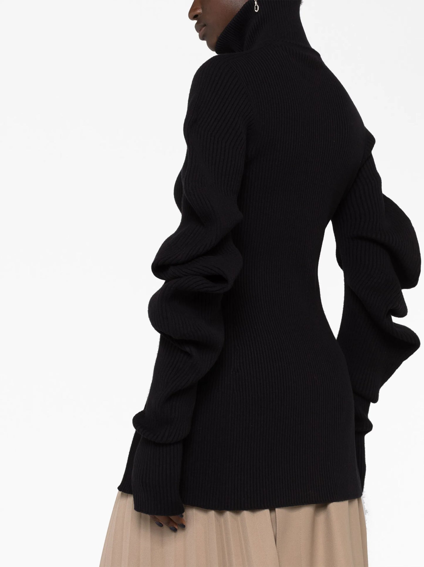 Volume ribbed-knit cardigan