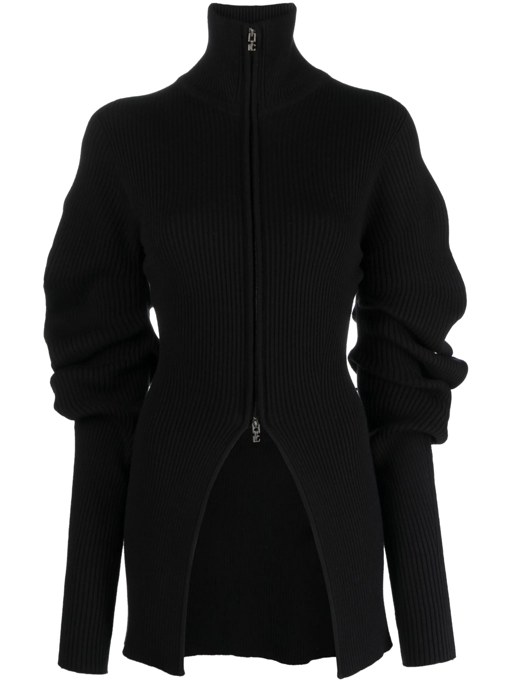 Volume ribbed-knit cardigan