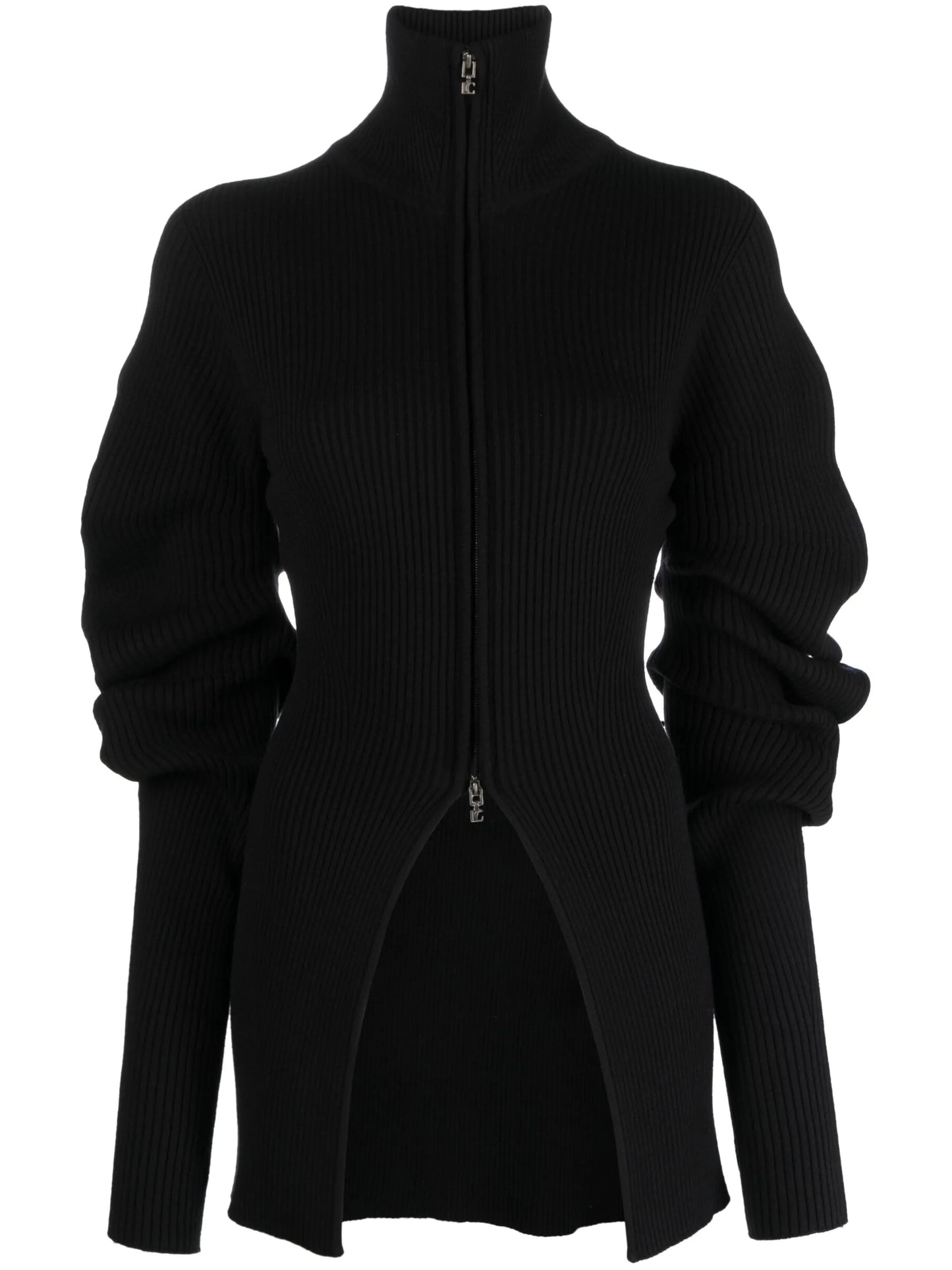 Volume ribbed-knit cardigan