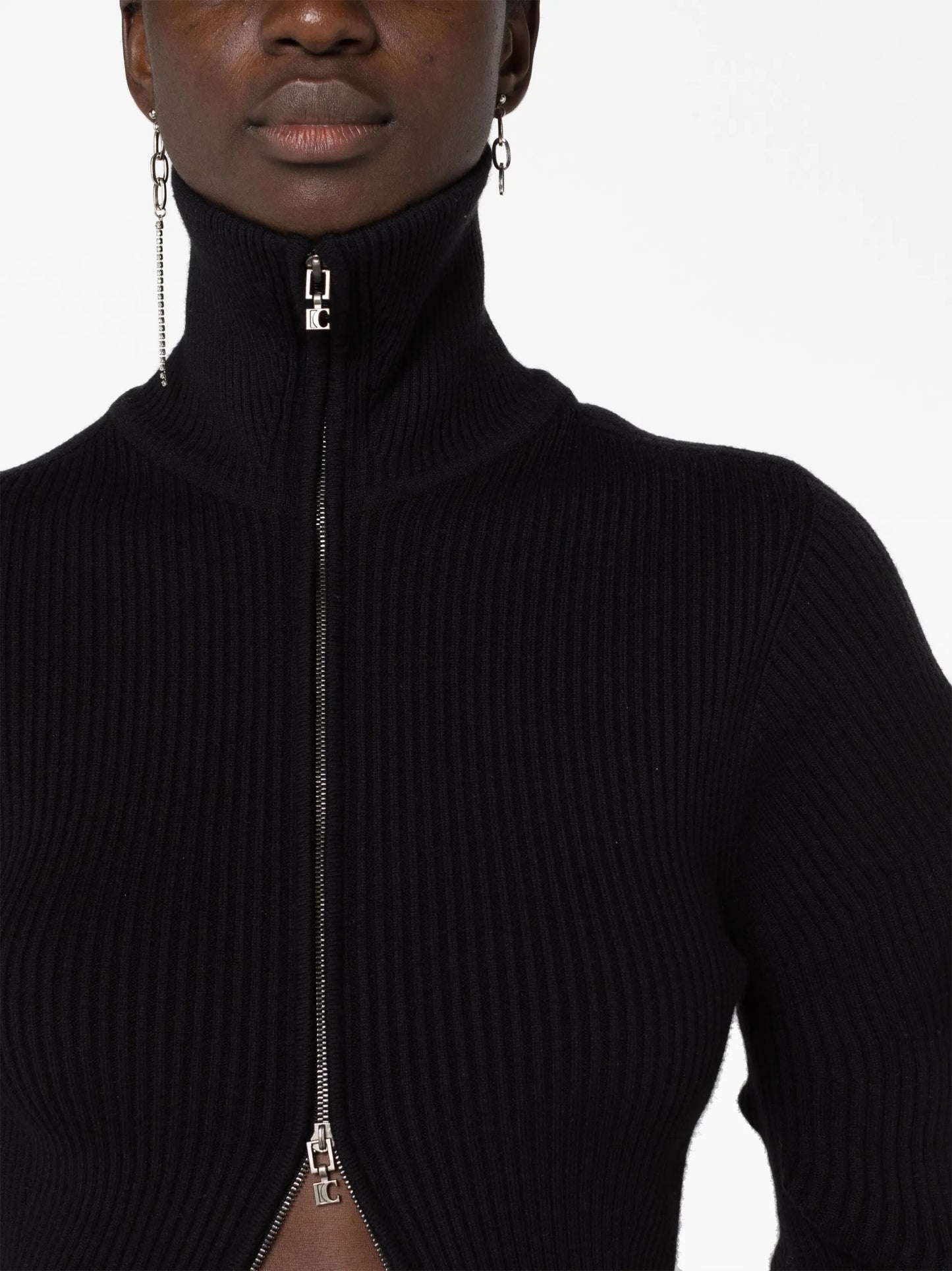 Volume ribbed-knit cardigan