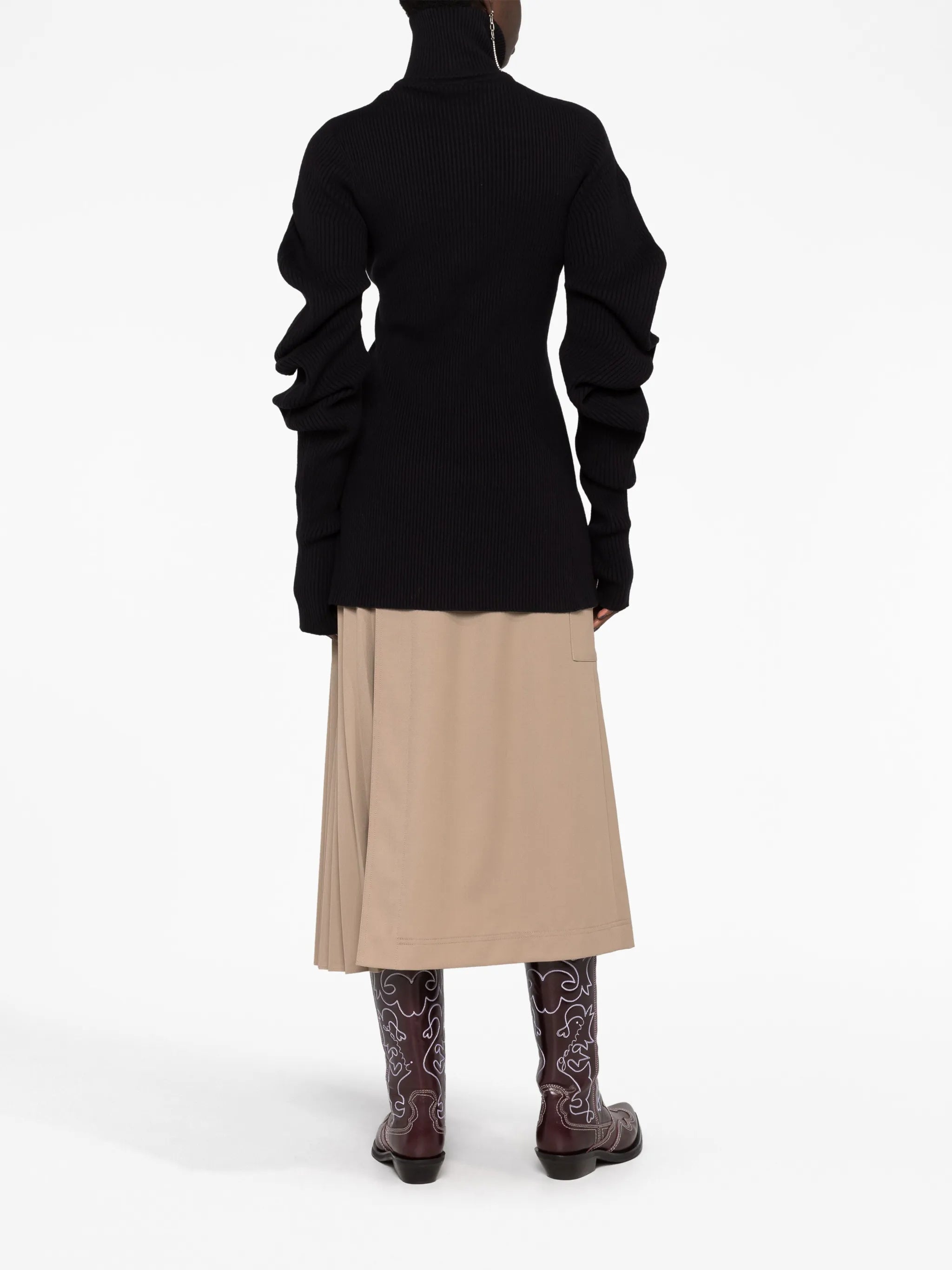 Volume ribbed-knit cardigan