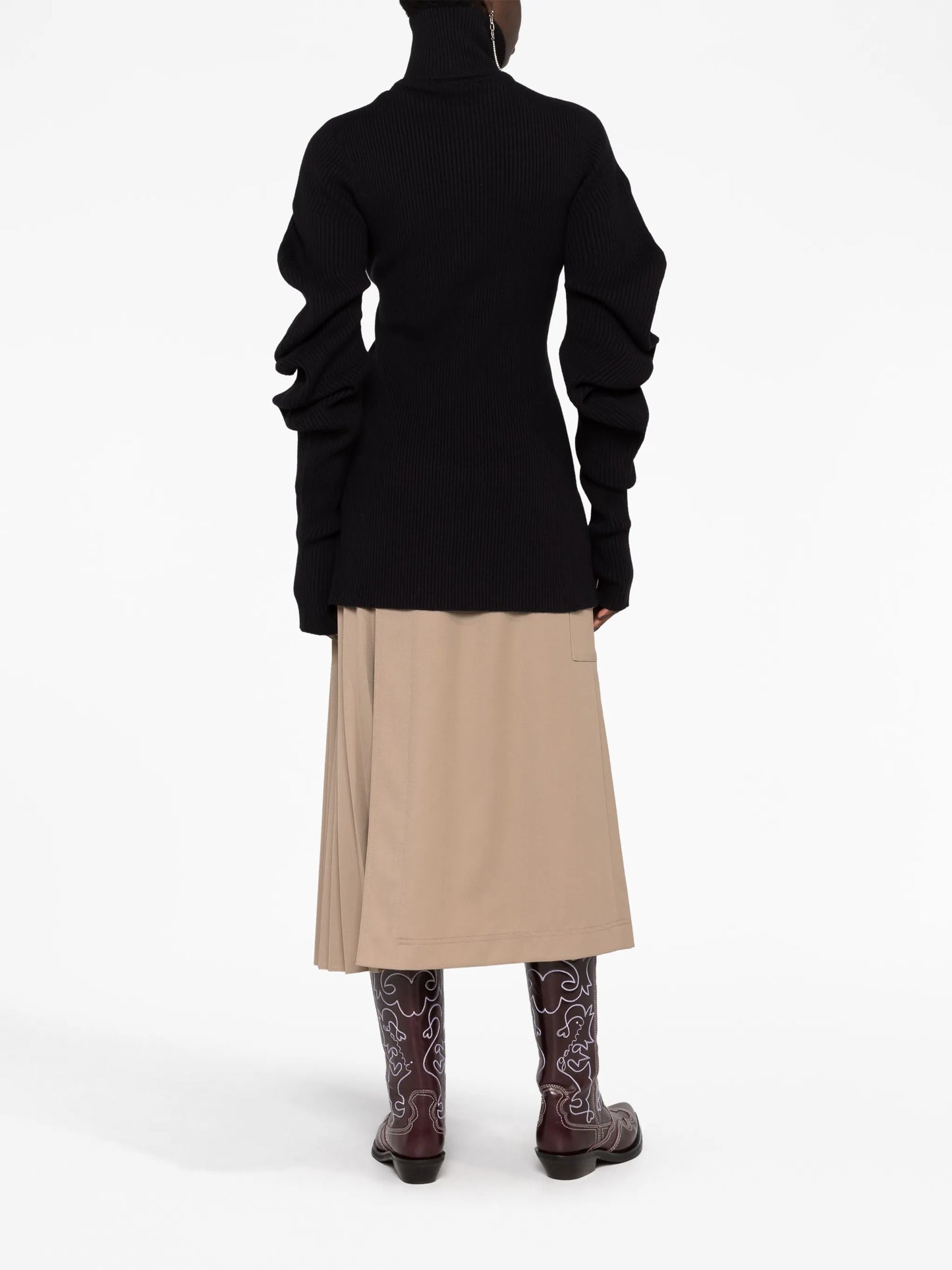 Volume ribbed-knit cardigan