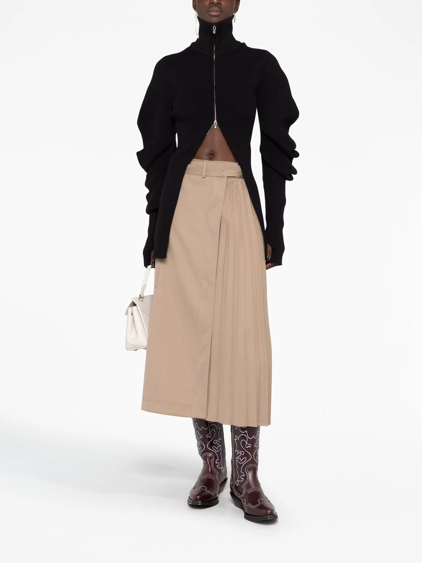 Volume ribbed-knit cardigan