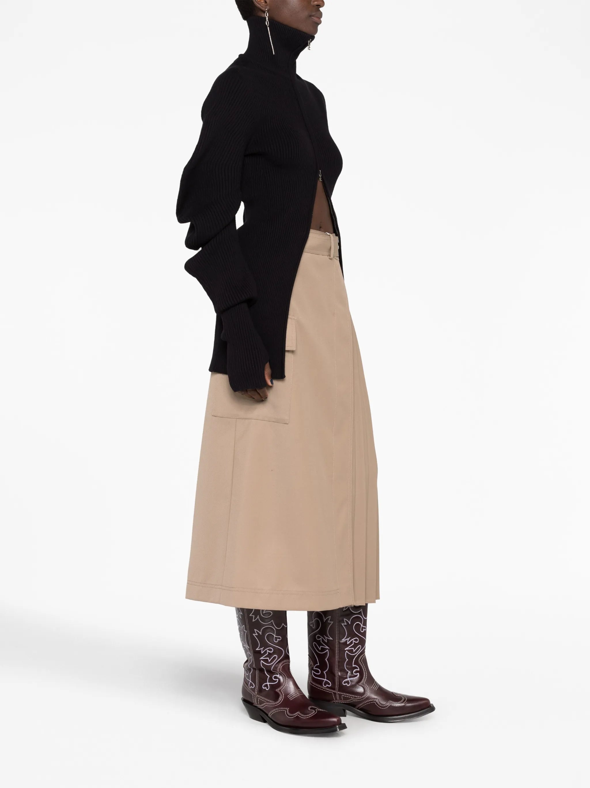 Volume ribbed-knit cardigan
