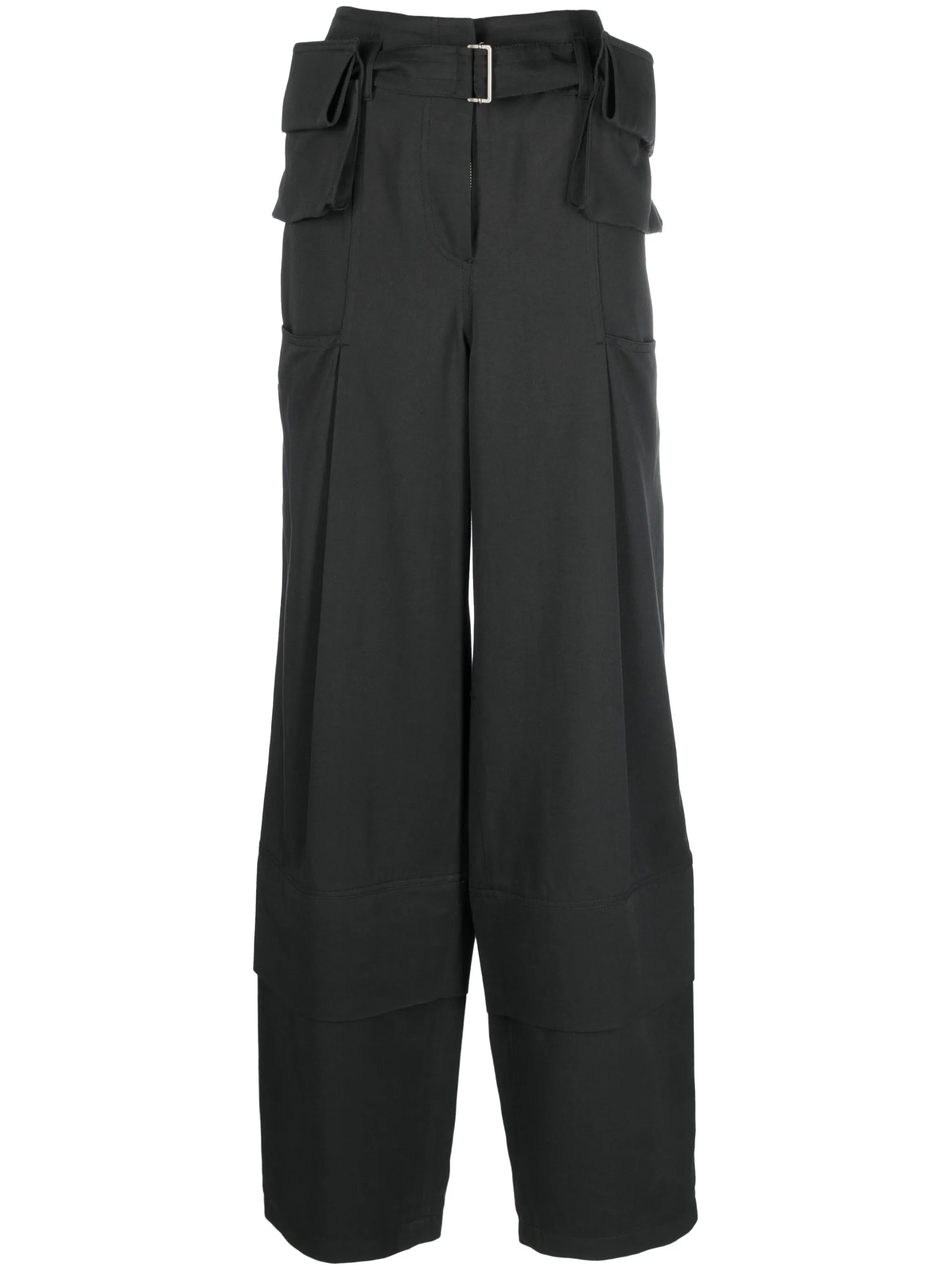 double-belted pocket trousers
