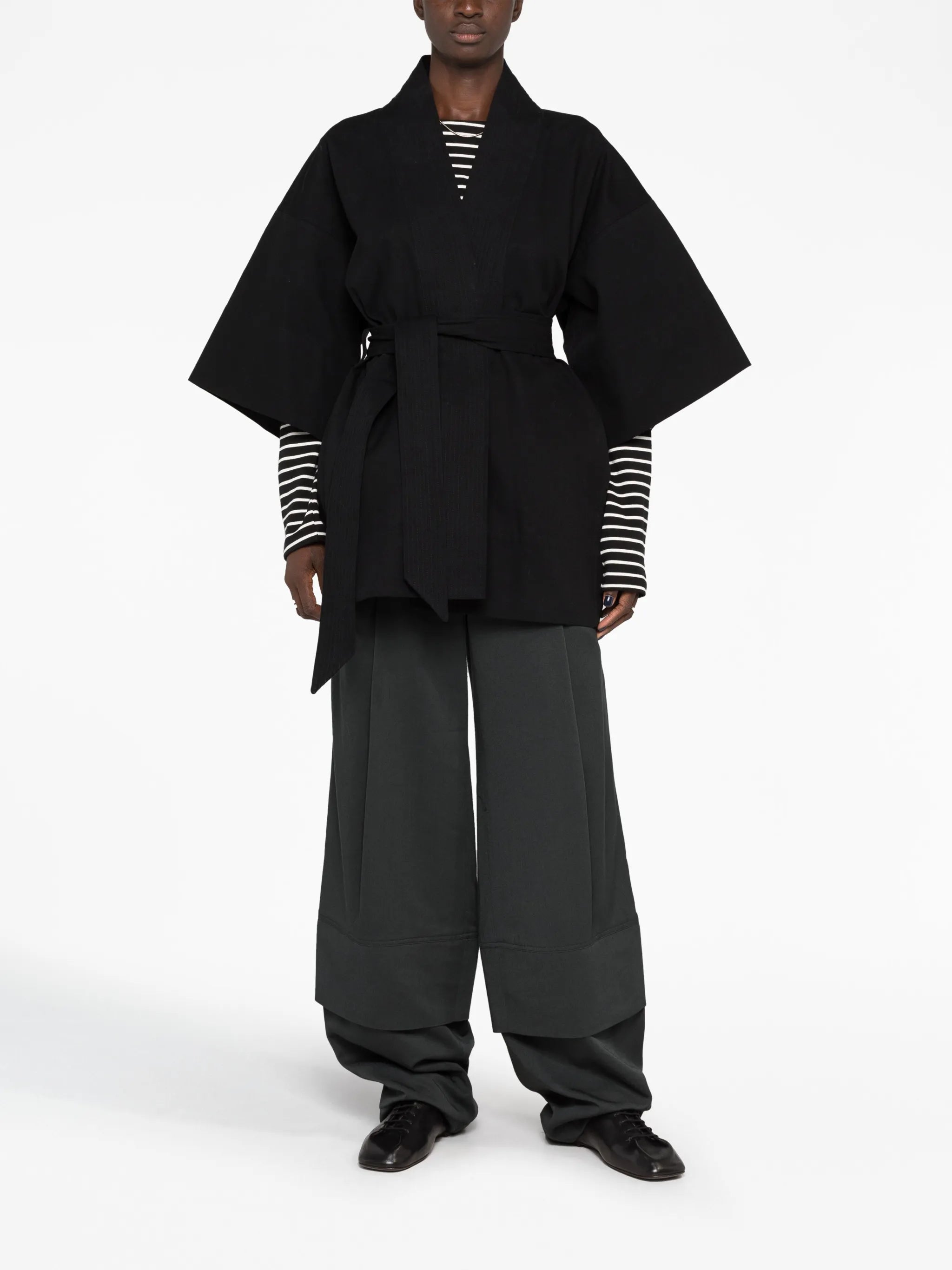 double-belted pocket trousers