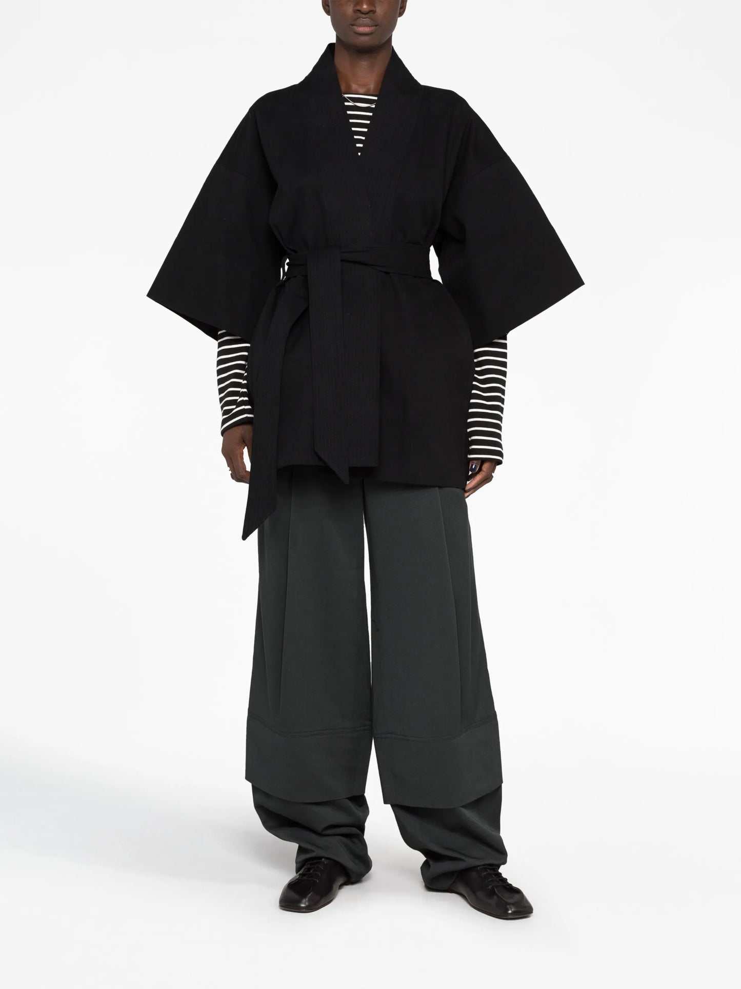 double-belted pocket trousers