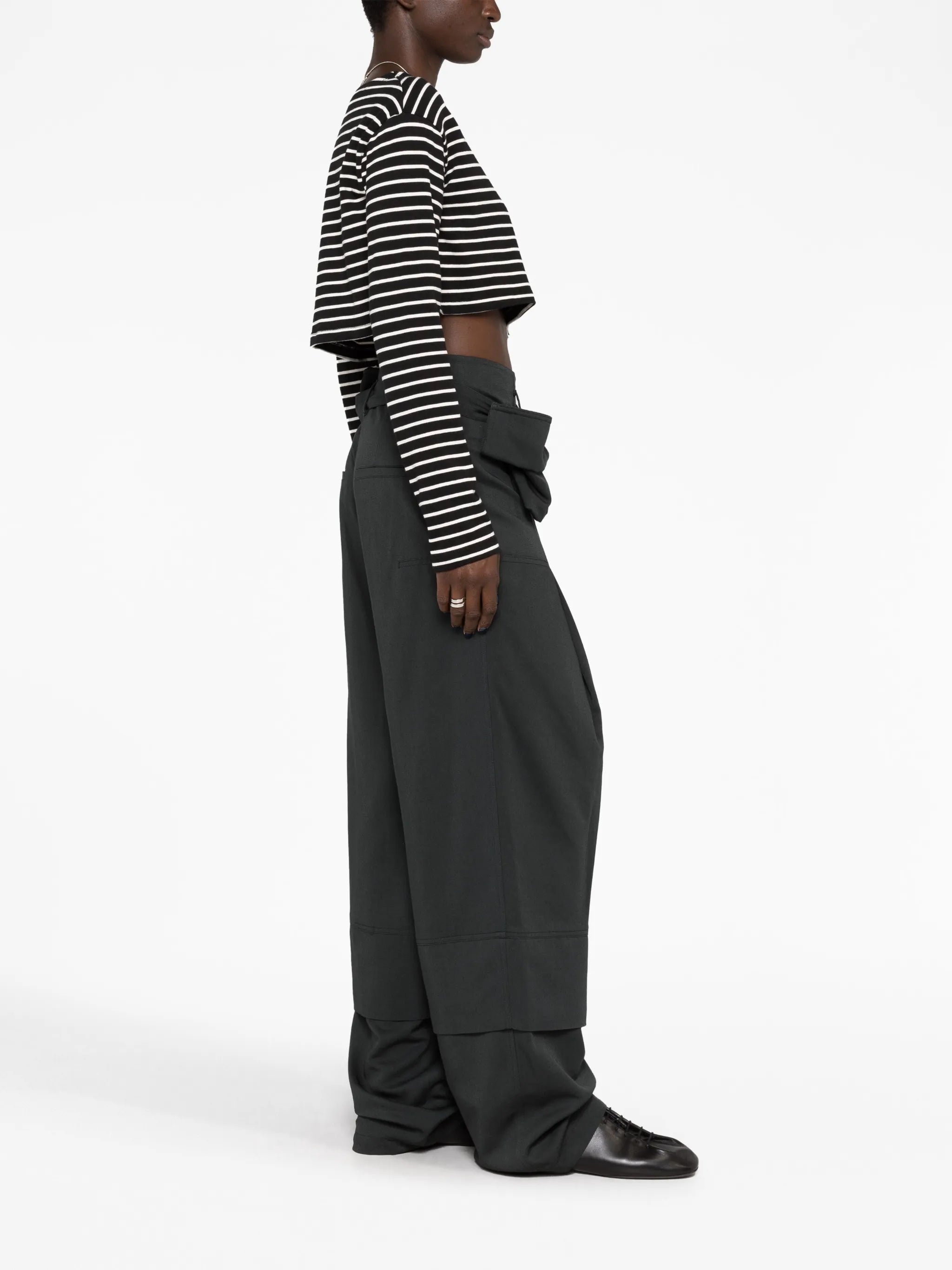 double-belted pocket trousers