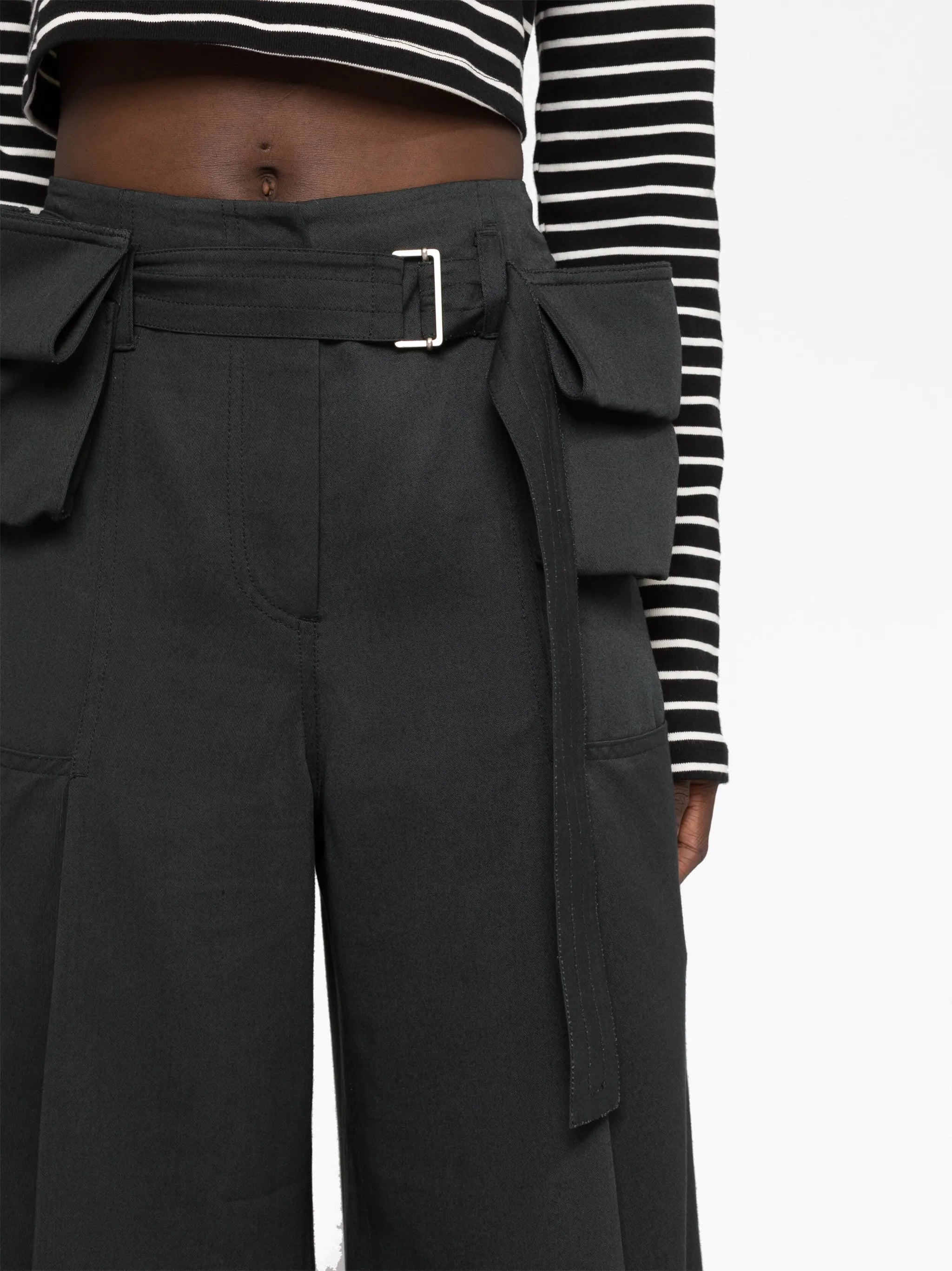 double-belted pocket trousers