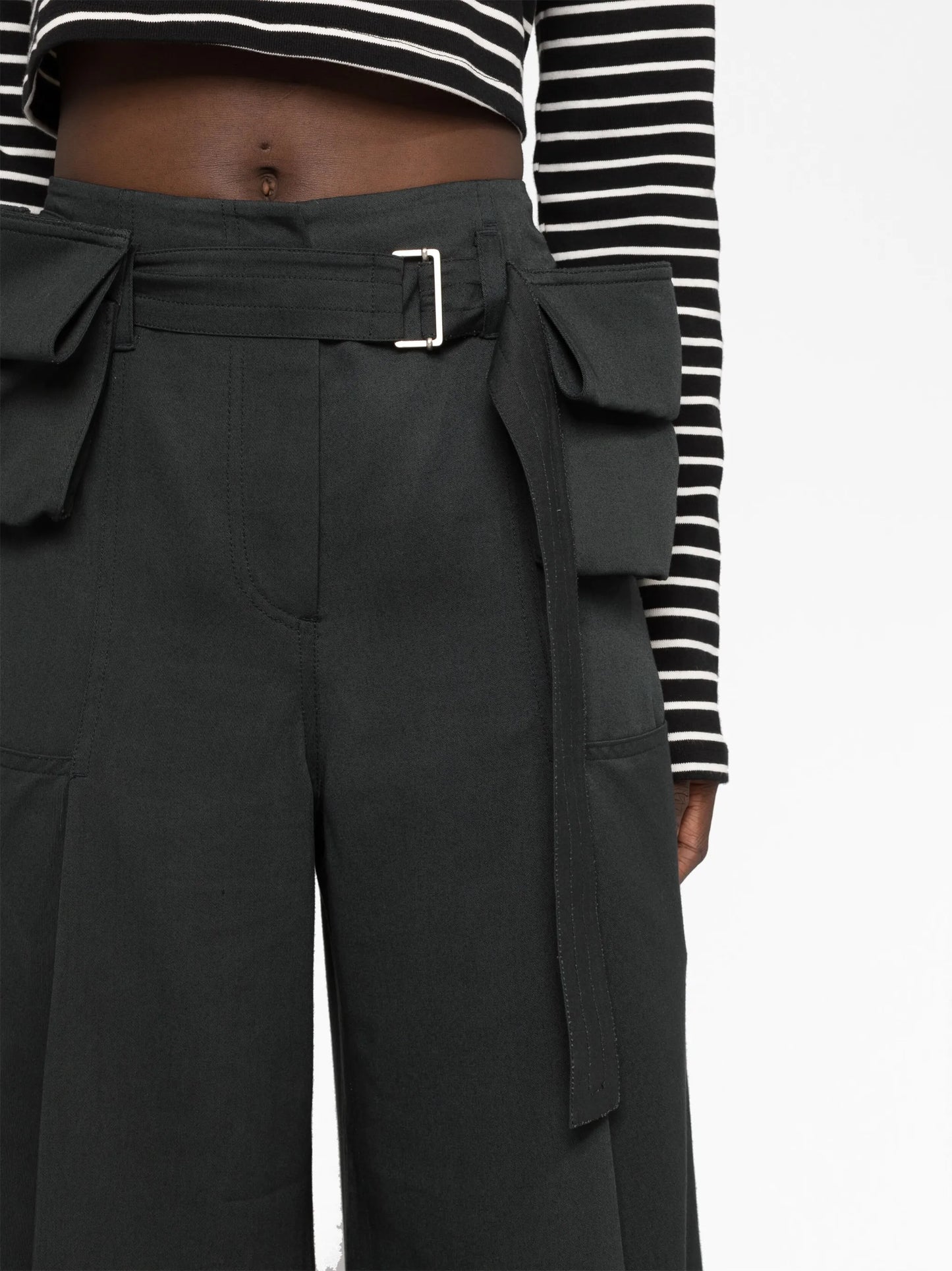 double-belted pocket trousers