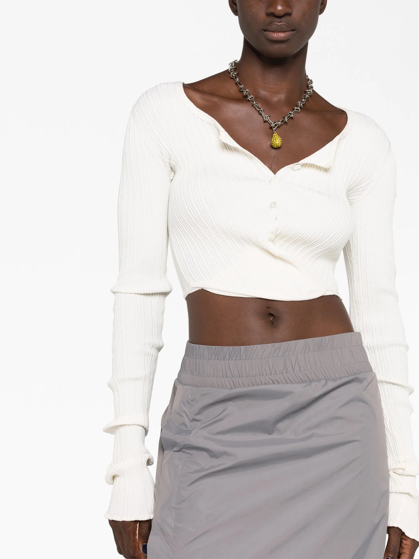 ribbed-knit cropped cardigan
