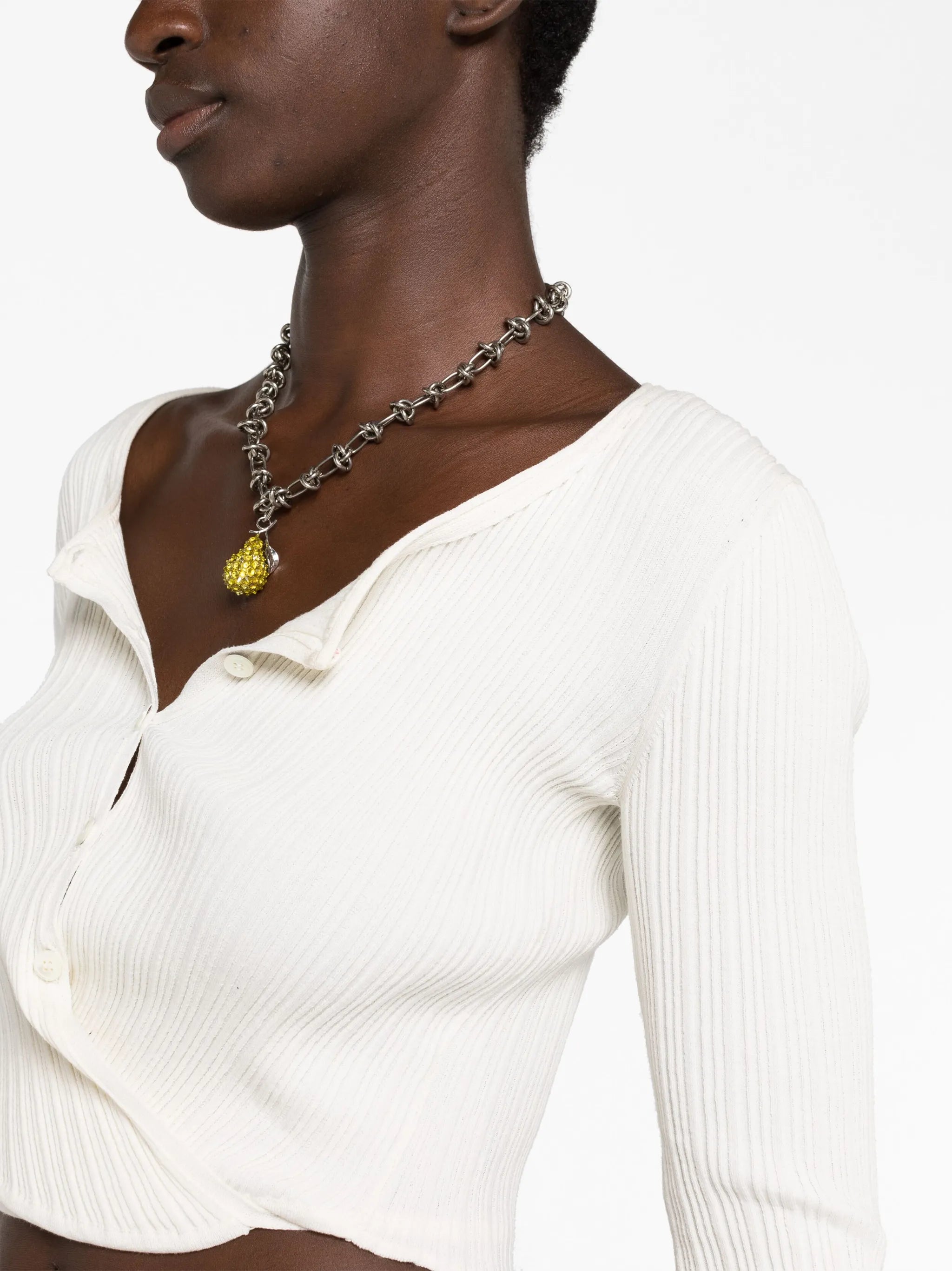 ribbed-knit cropped cardigan