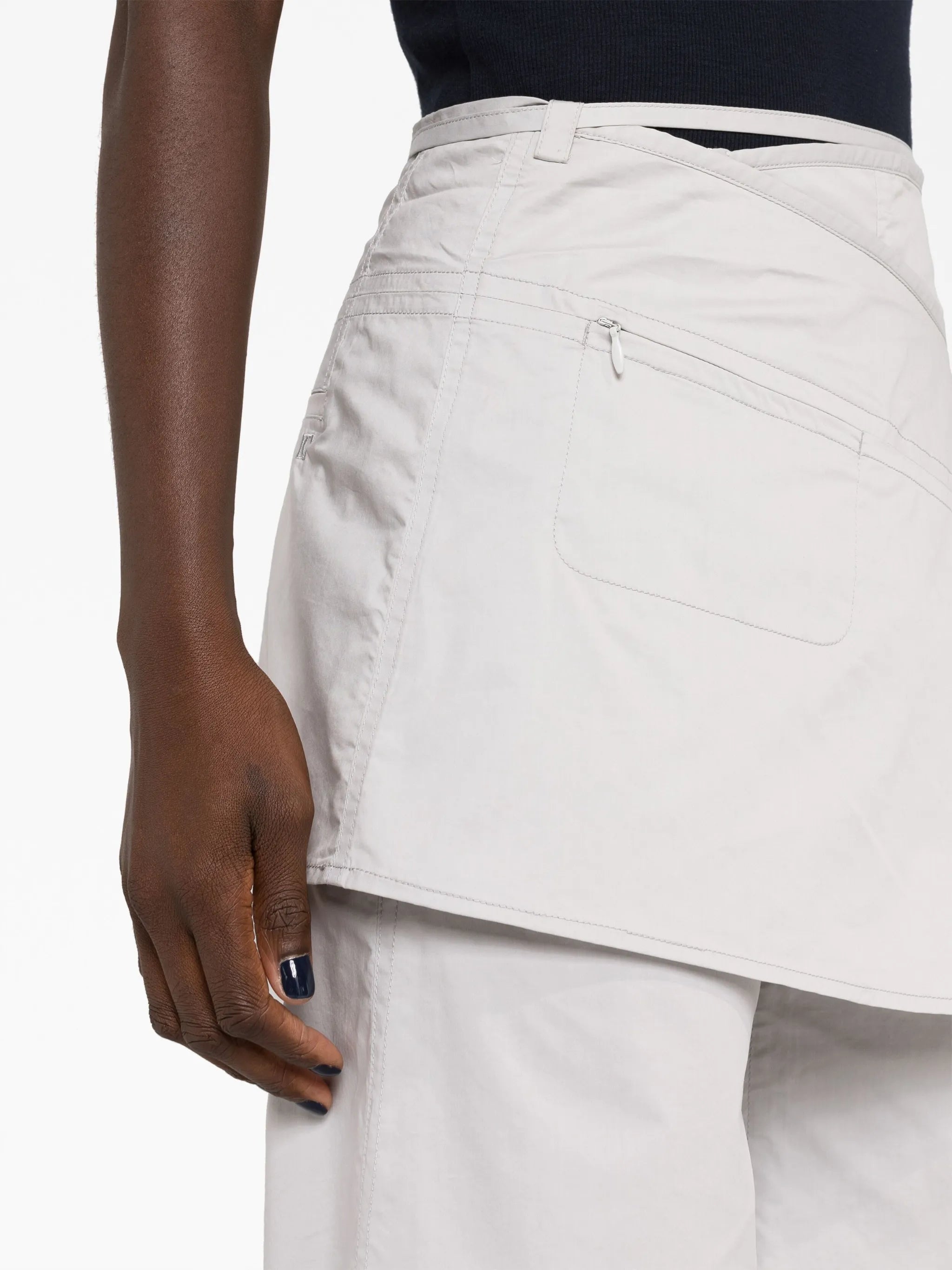 layered wide-leg skirt trousers