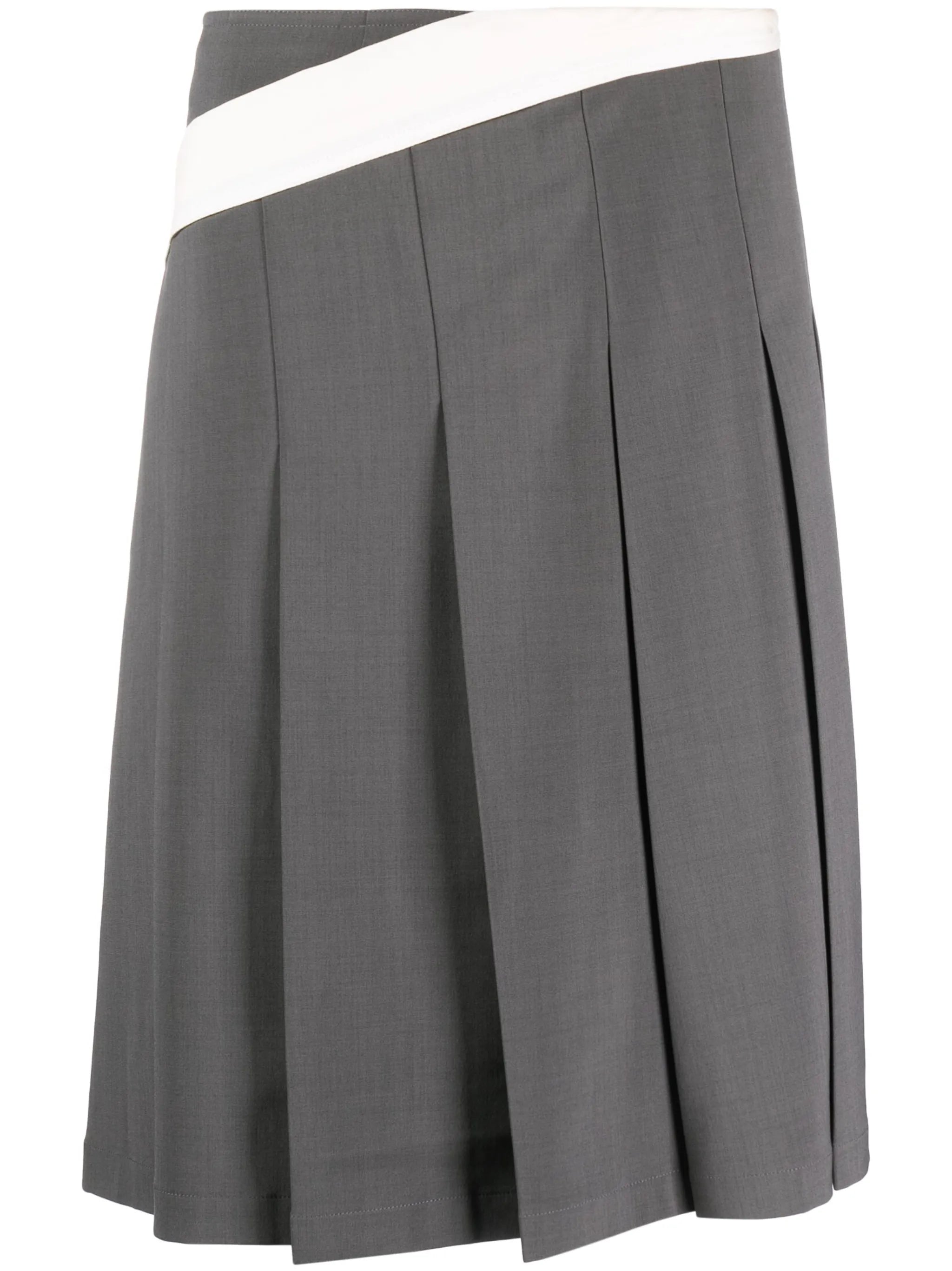 contrast-trim pleated midi skirt