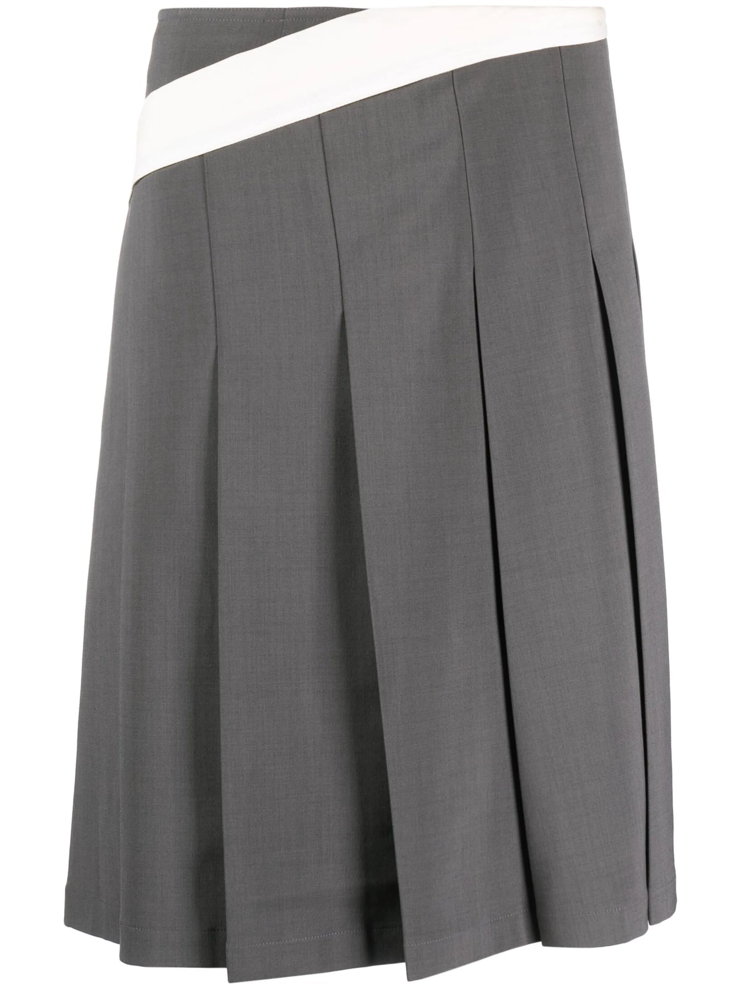 contrast-trim pleated midi skirt