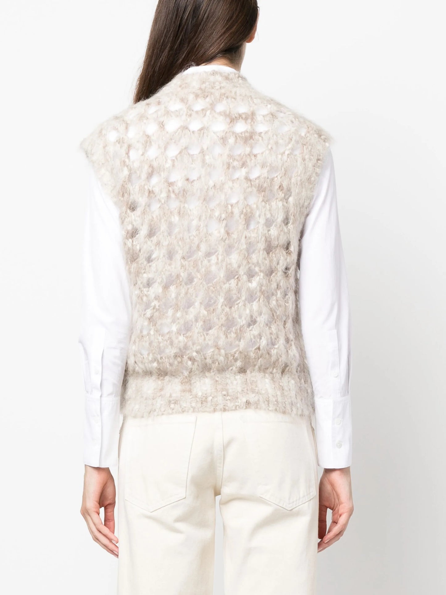 open-knit brushed-effect vest