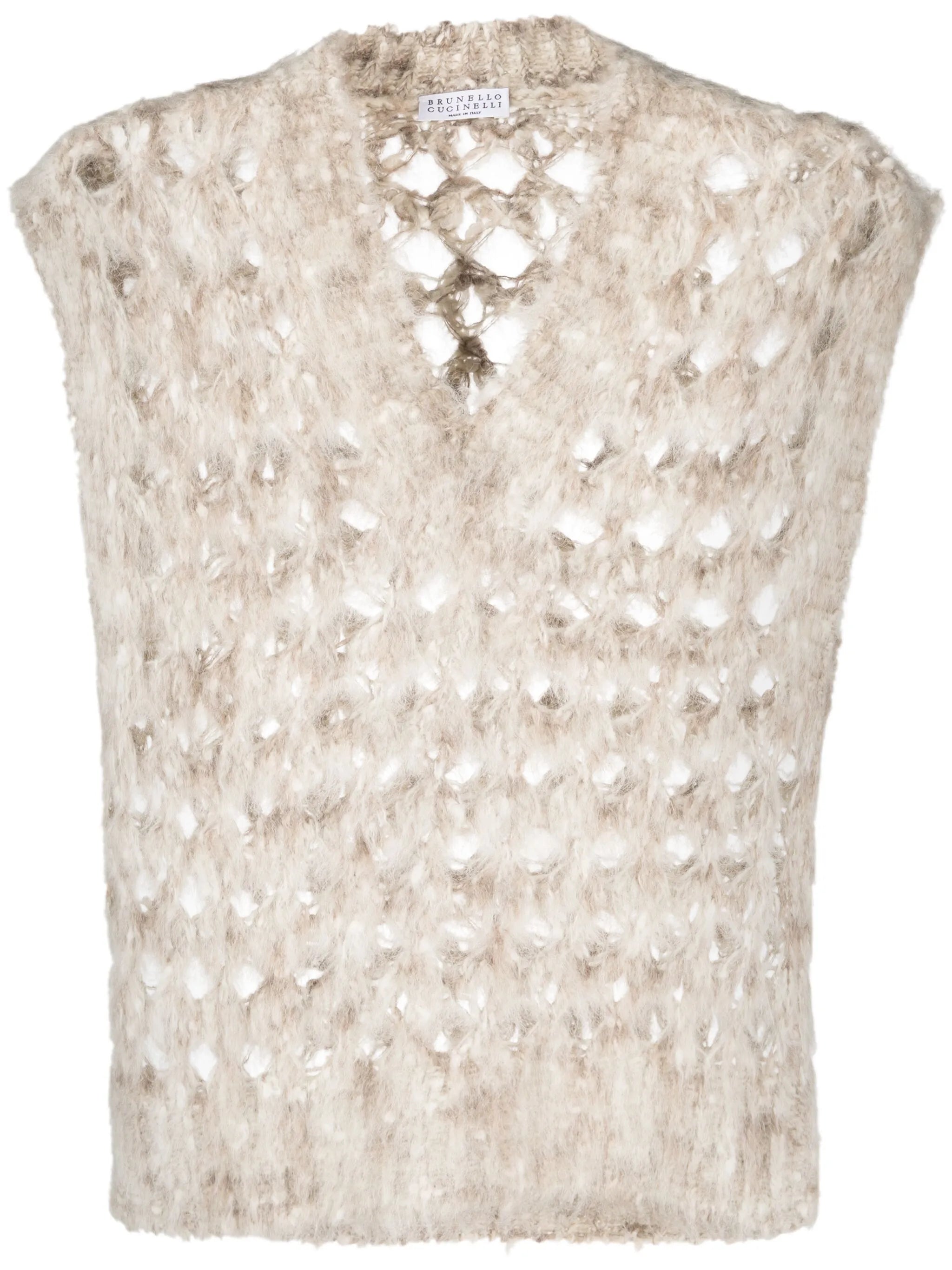 open-knit brushed-effect vest