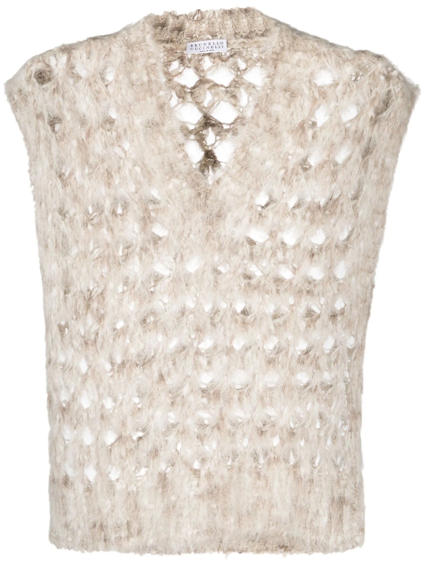 open-knit brushed-effect vest