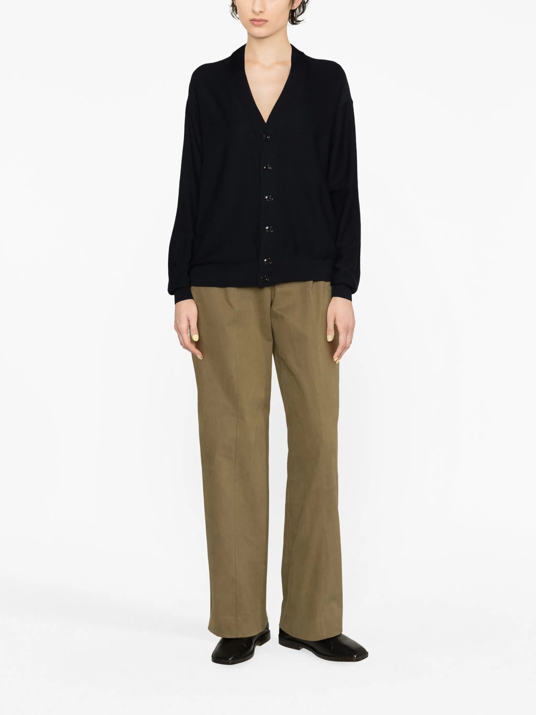 V-neck wool-blend cardigan