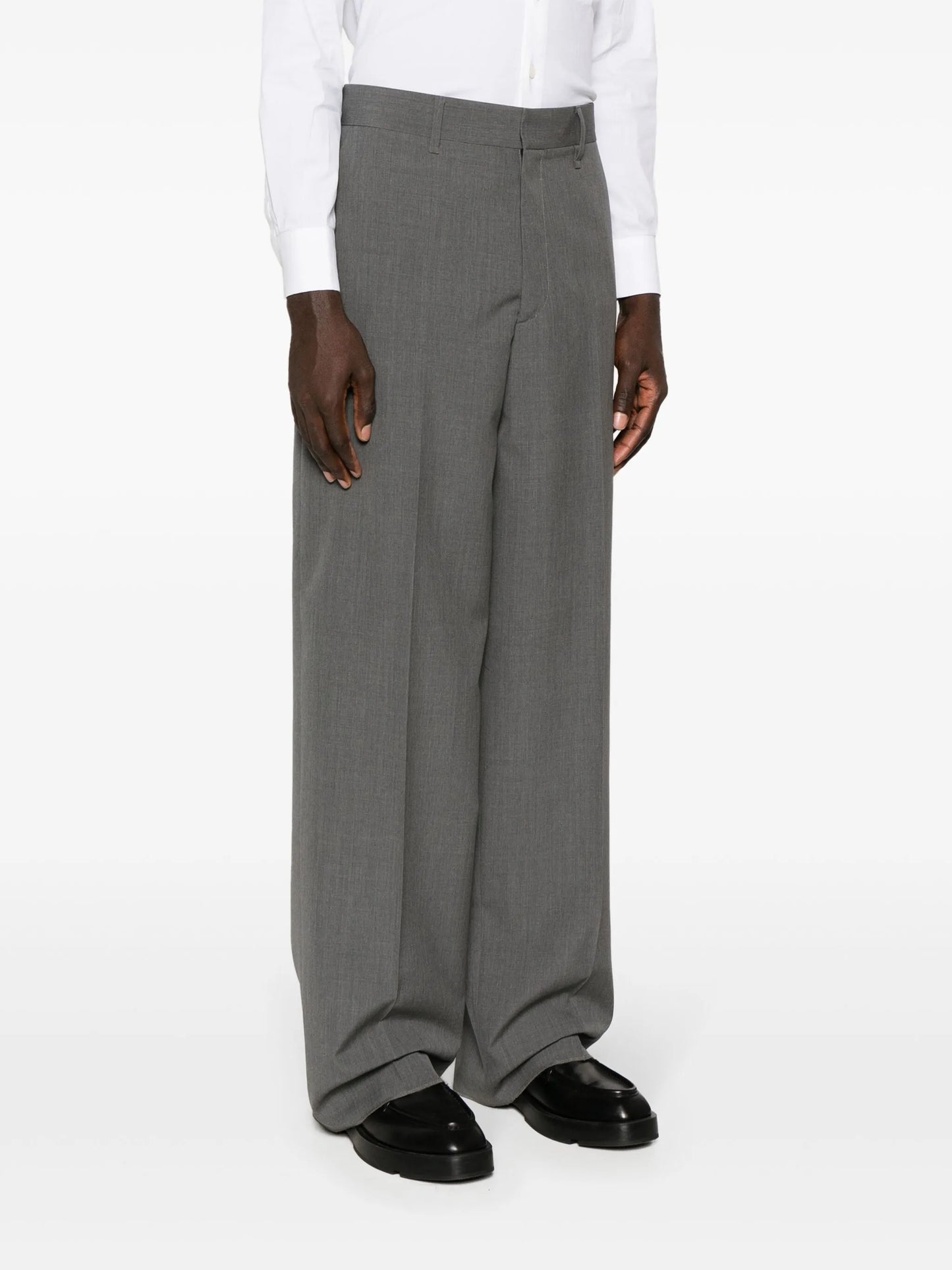 wide-leg wool trousers