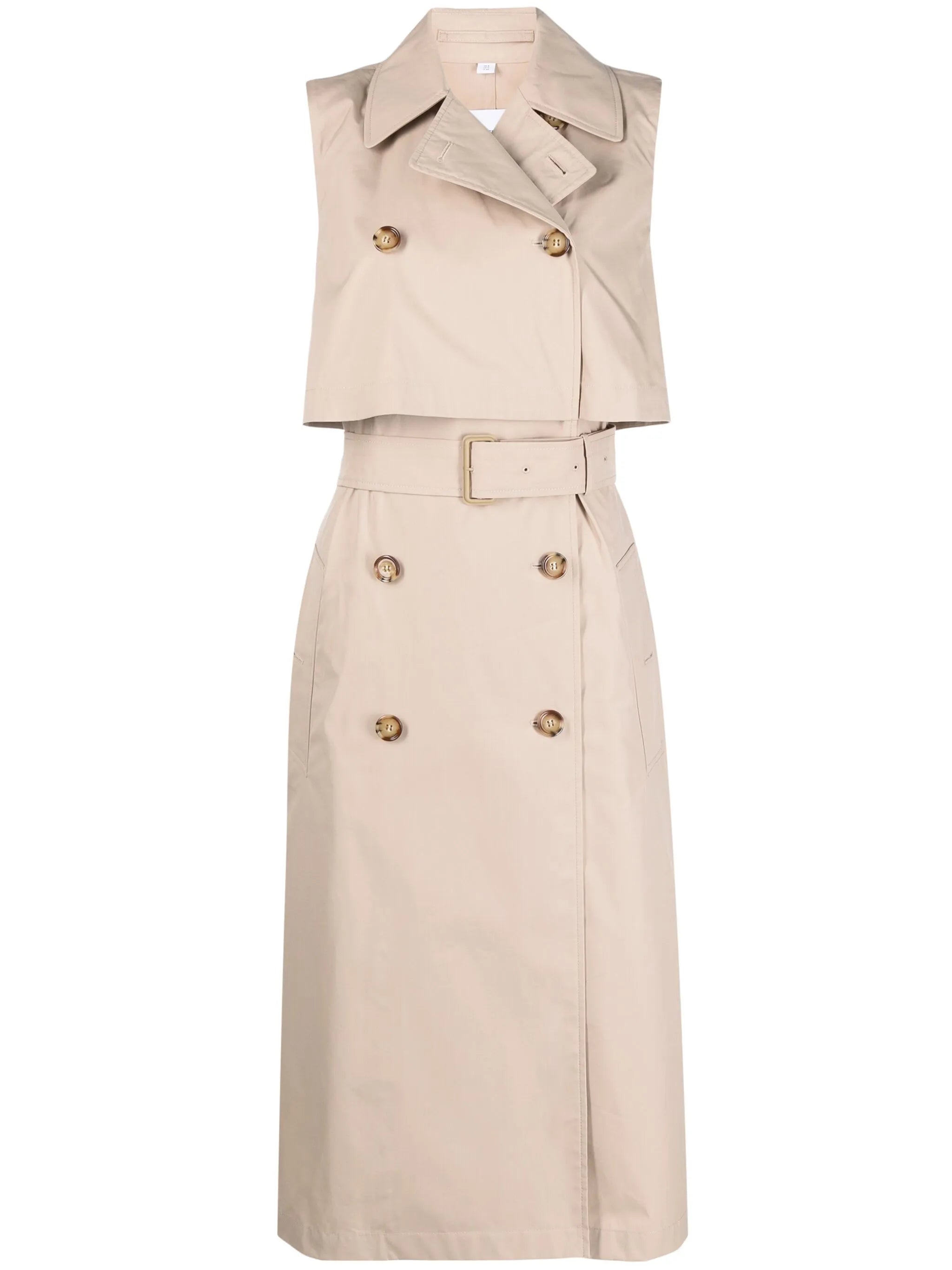 layered sleeveless trench coat dress