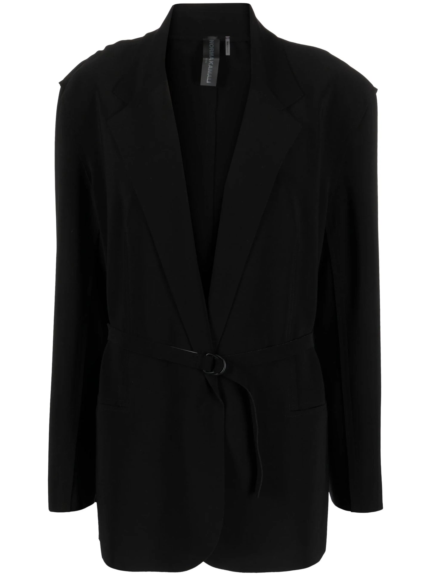 notched-lapel belted blazer
