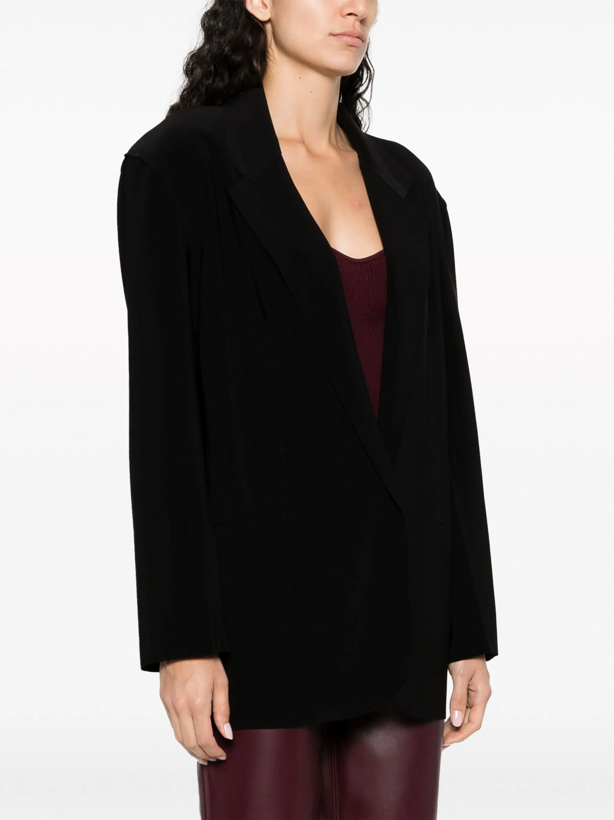 notched-lapel belted blazer