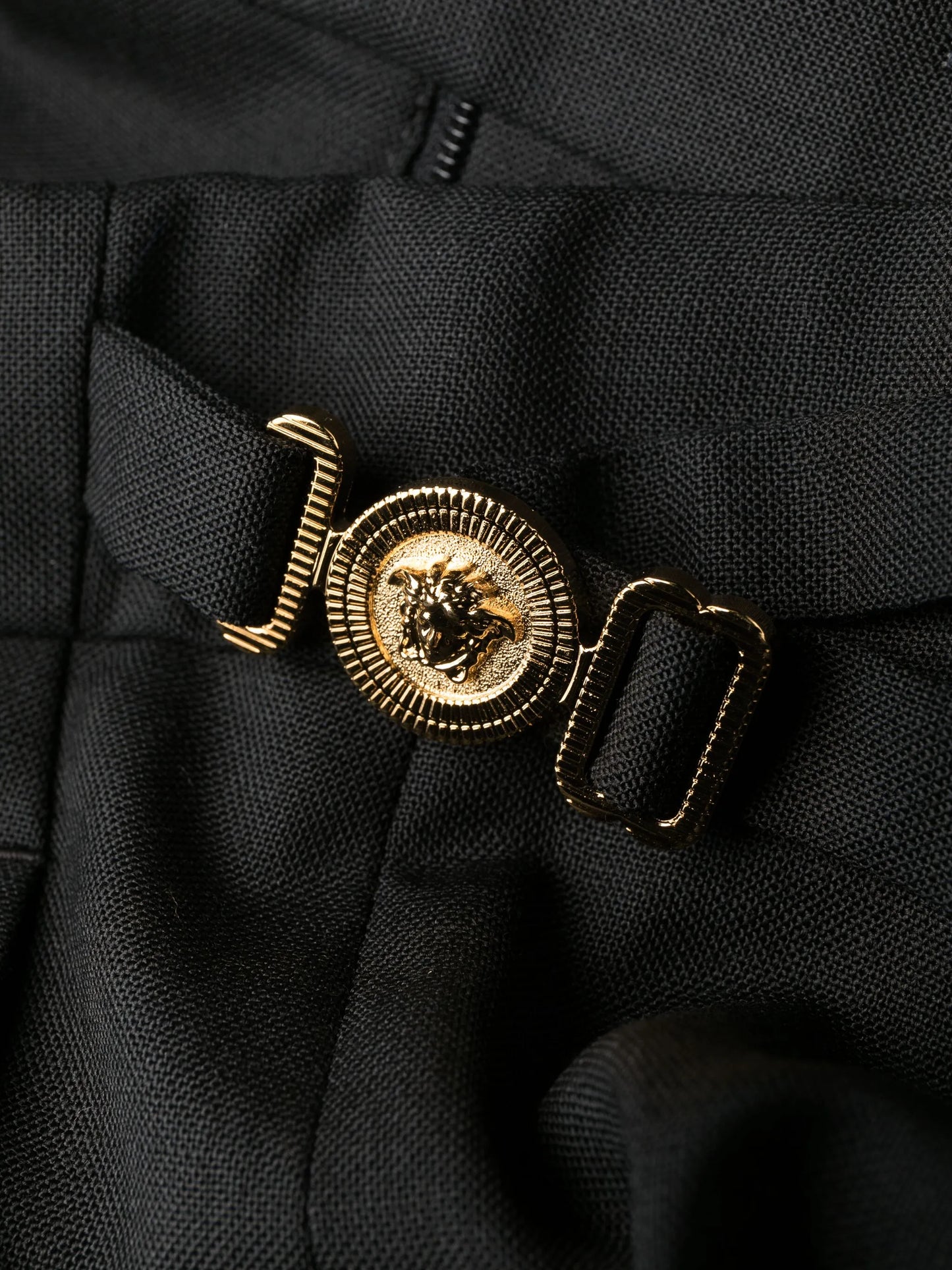 Medusa-plaque tailored wool trousers