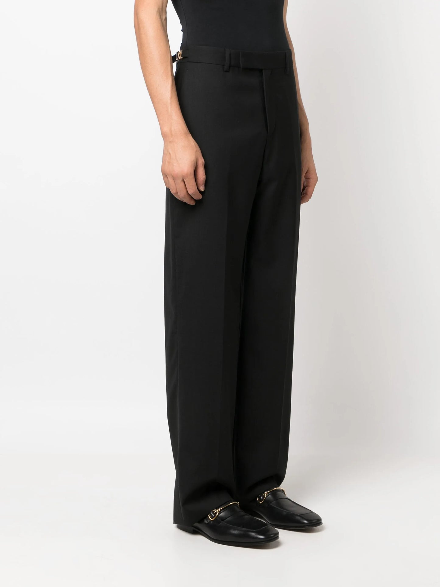Medusa-plaque tailored wool trousers